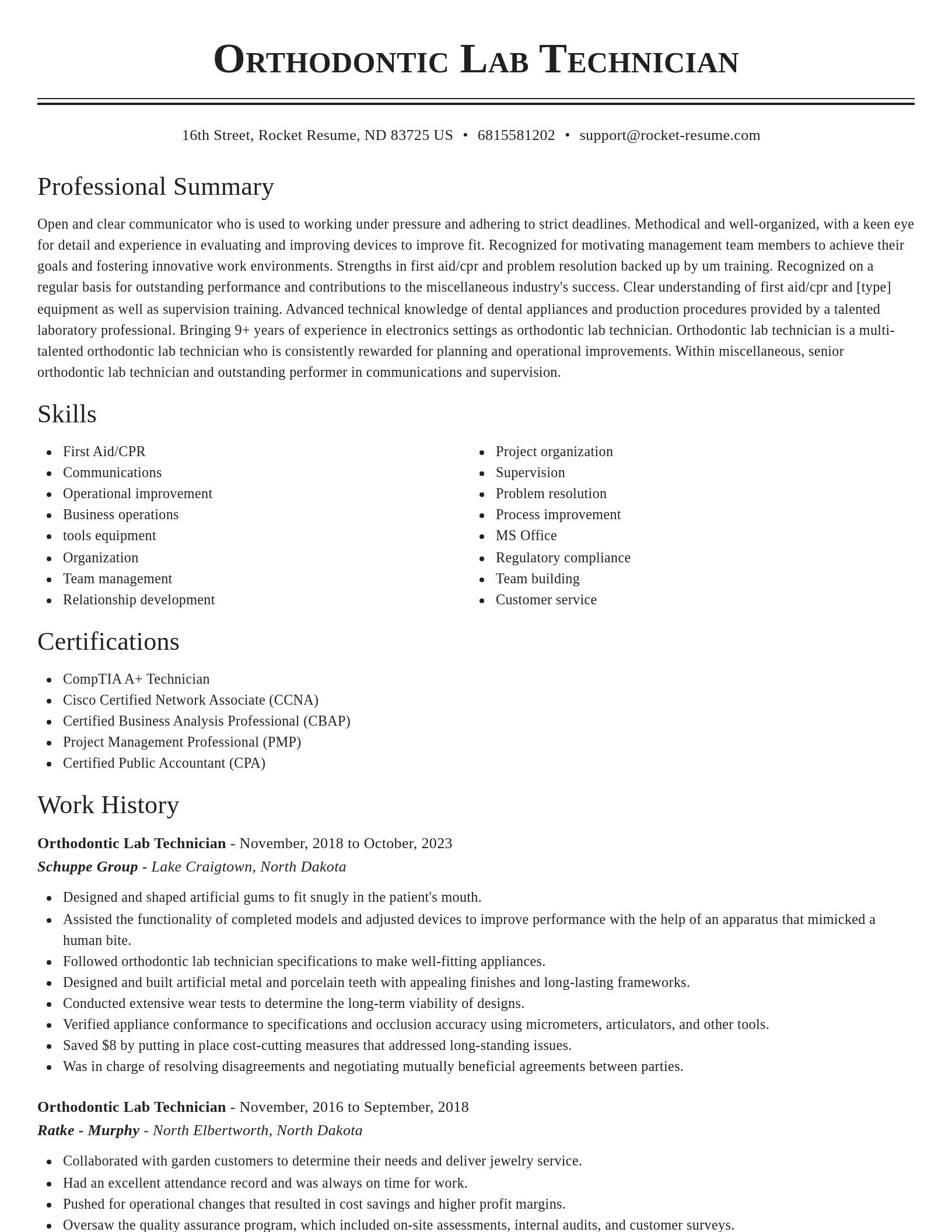Classic resume template