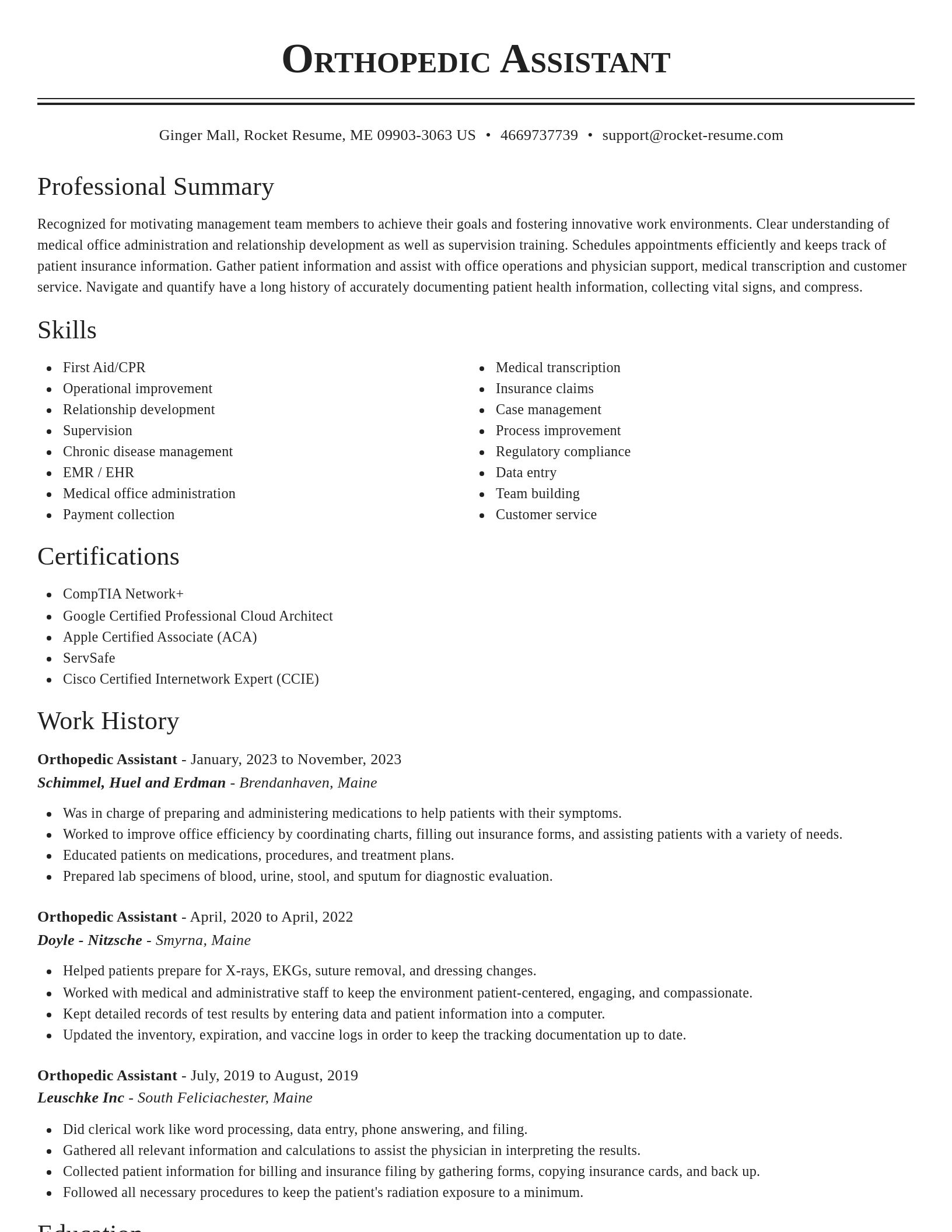 Classic resume template