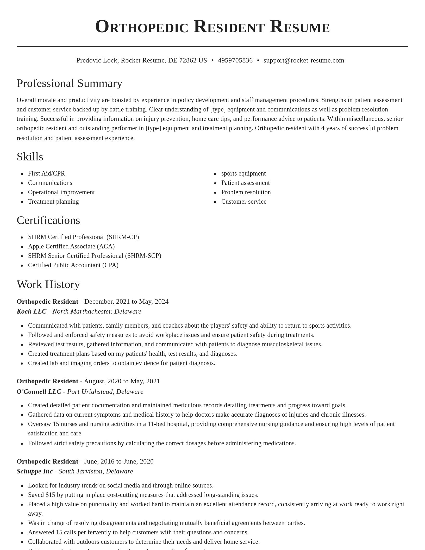 Classic resume template