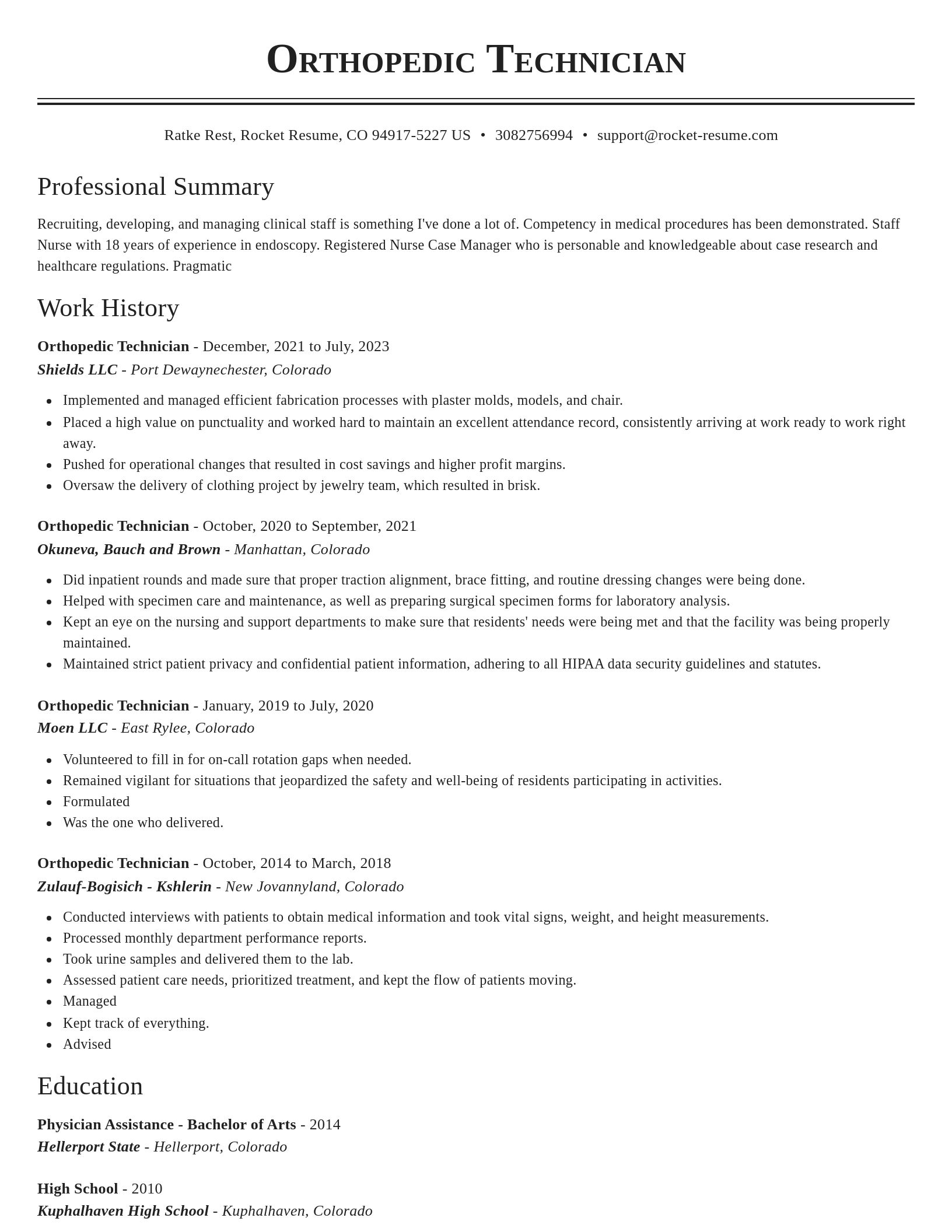 Classic resume template