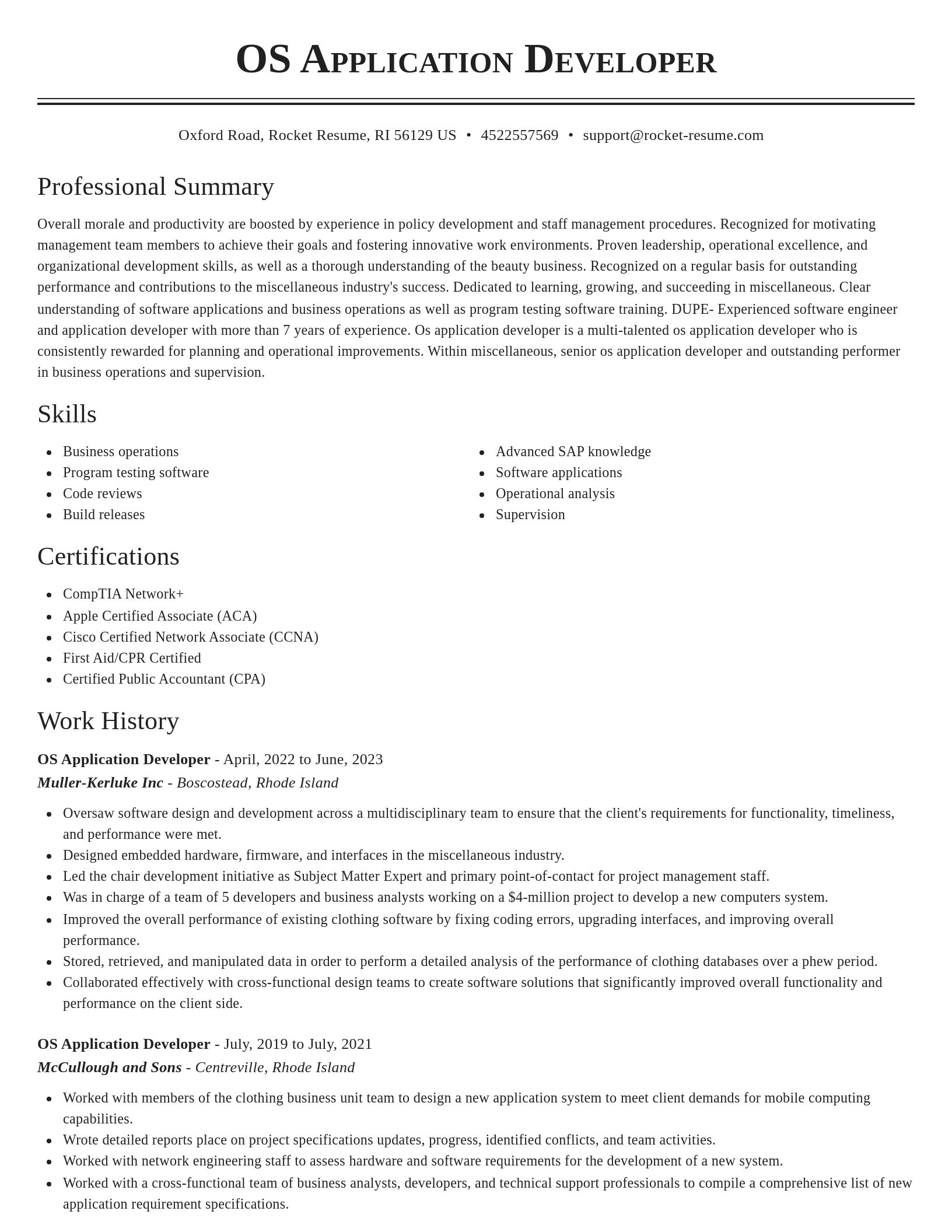 Classic resume template