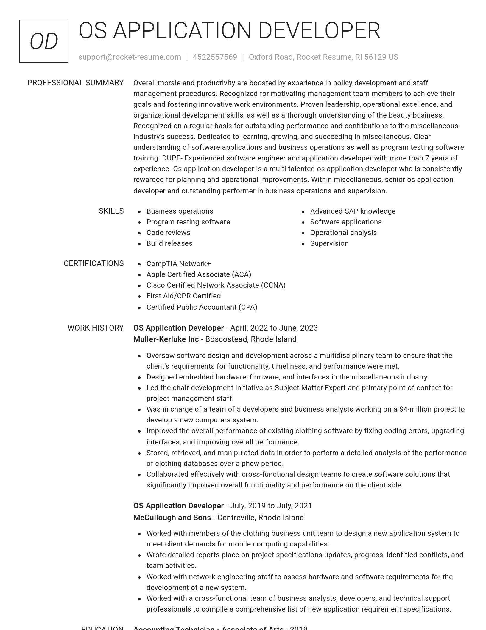 Renowned resume template