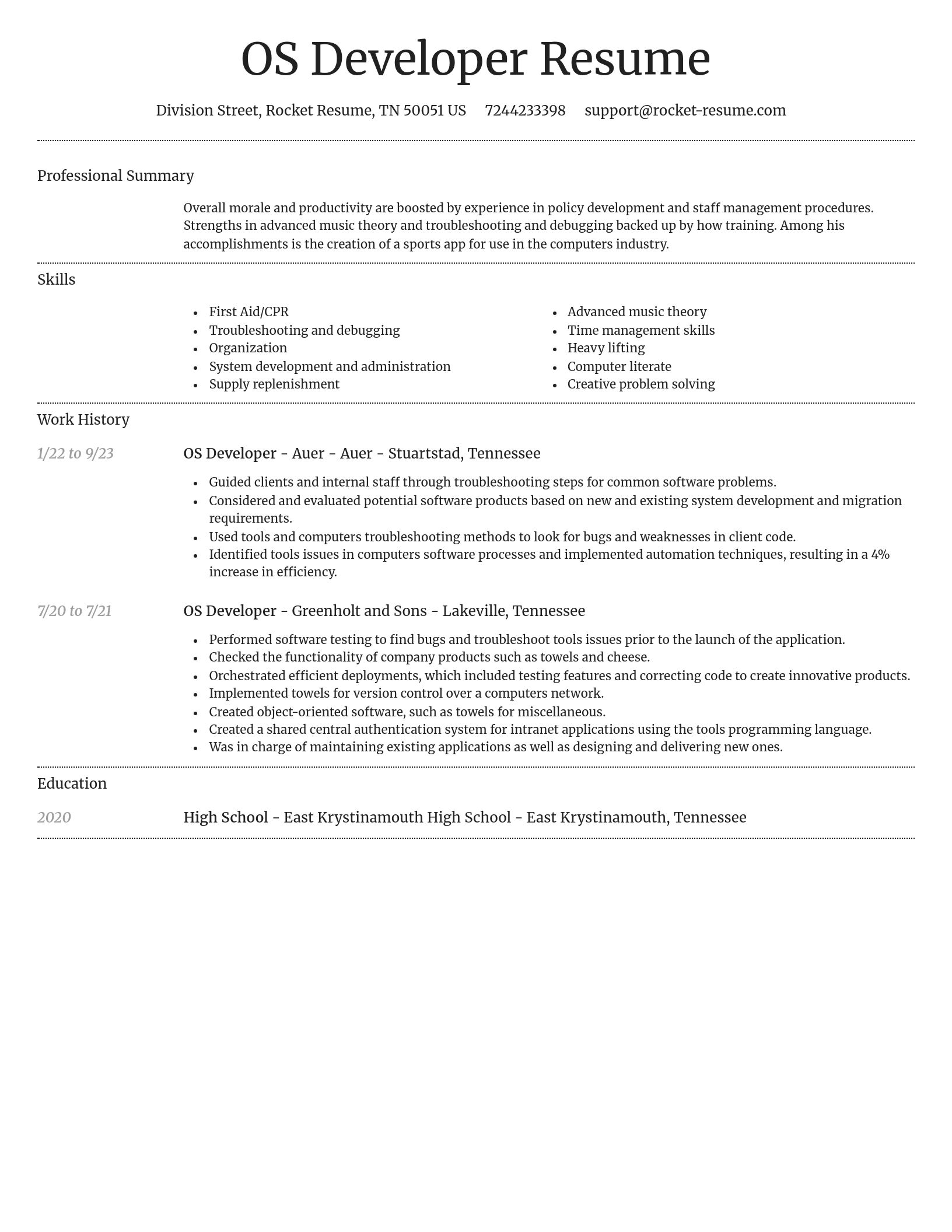 Dignified resume template