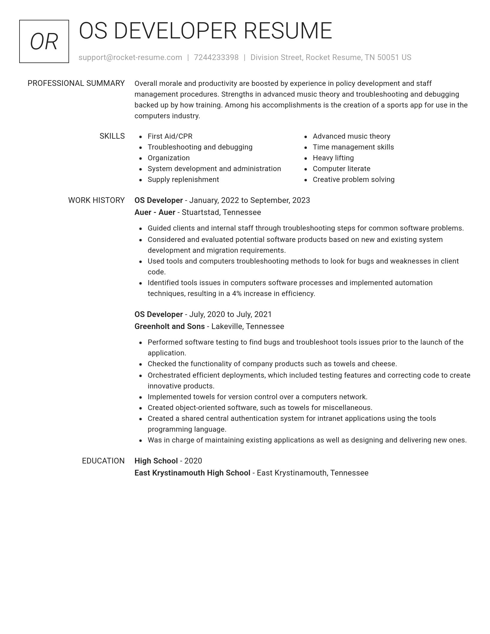 Renowned resume template