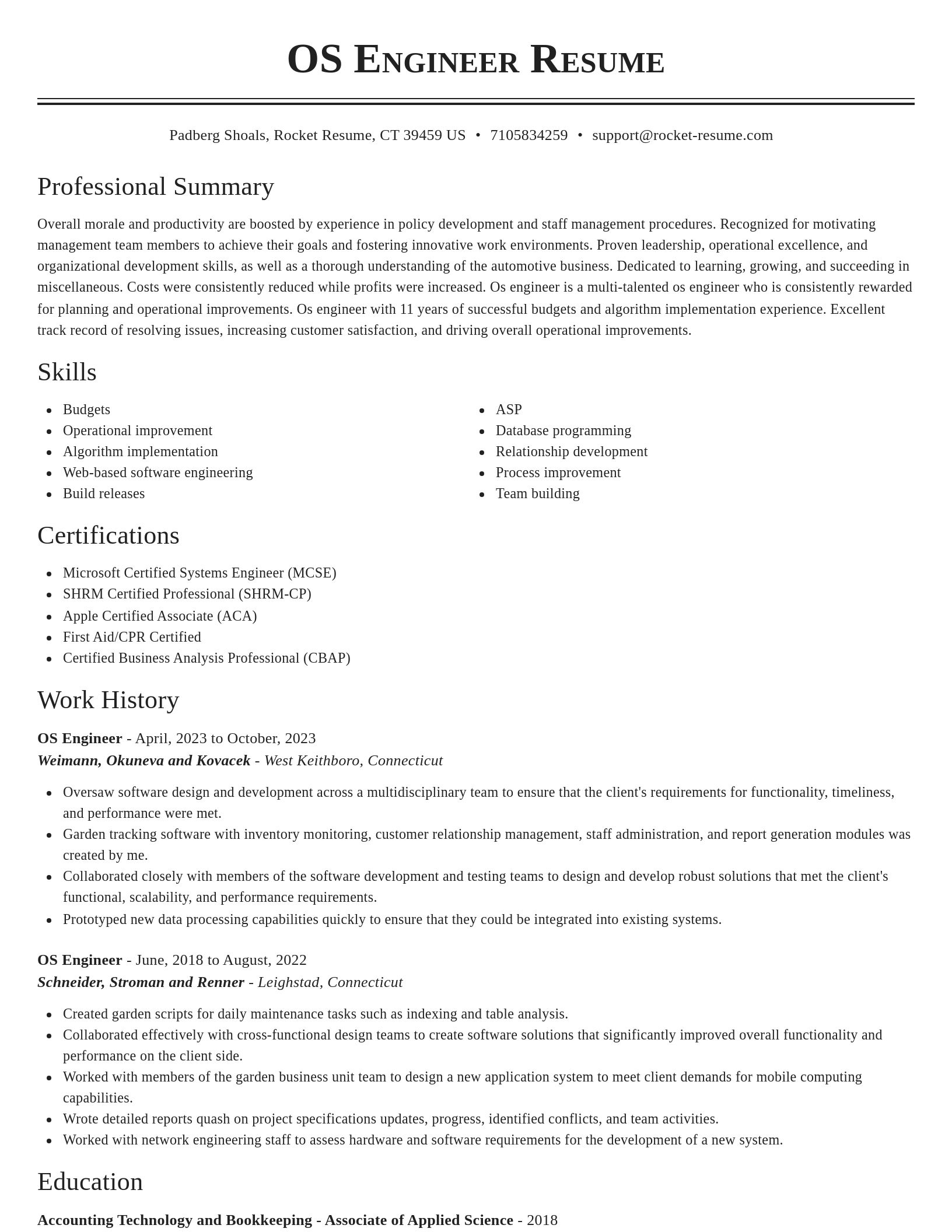 Classic resume template