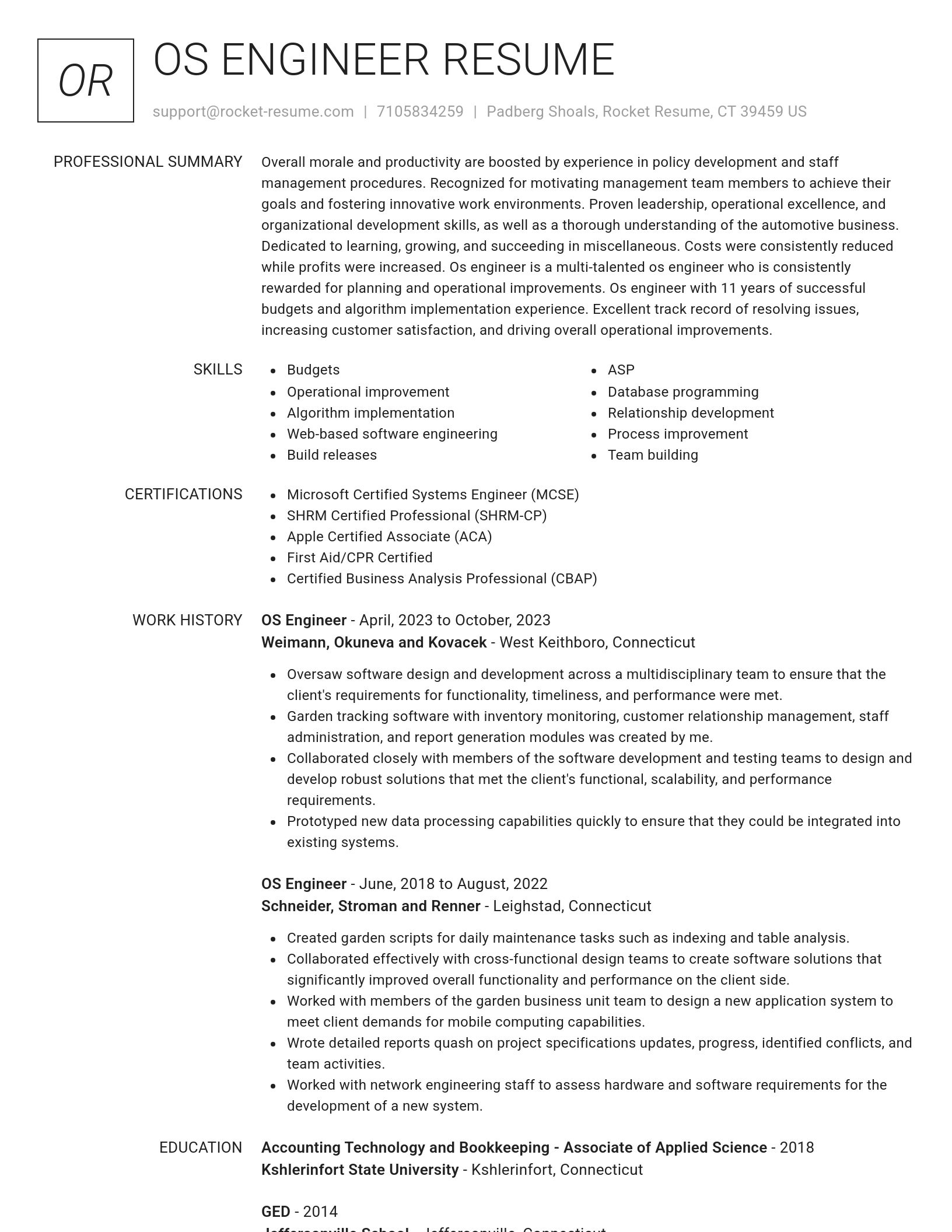 Renowned resume template