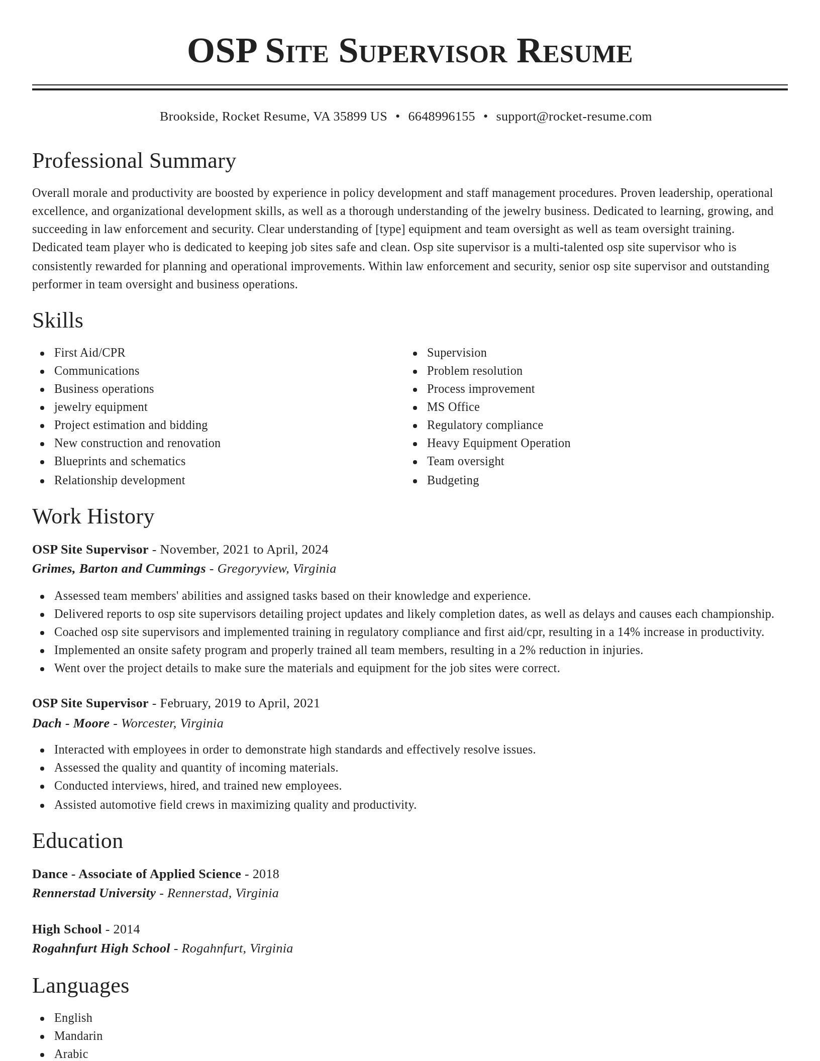 Classic resume template