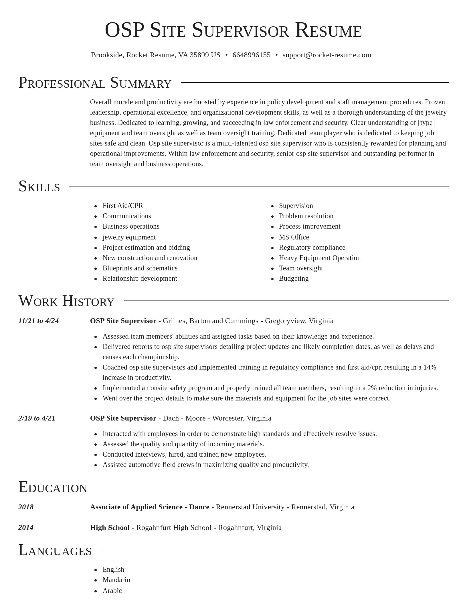 Director resume template
