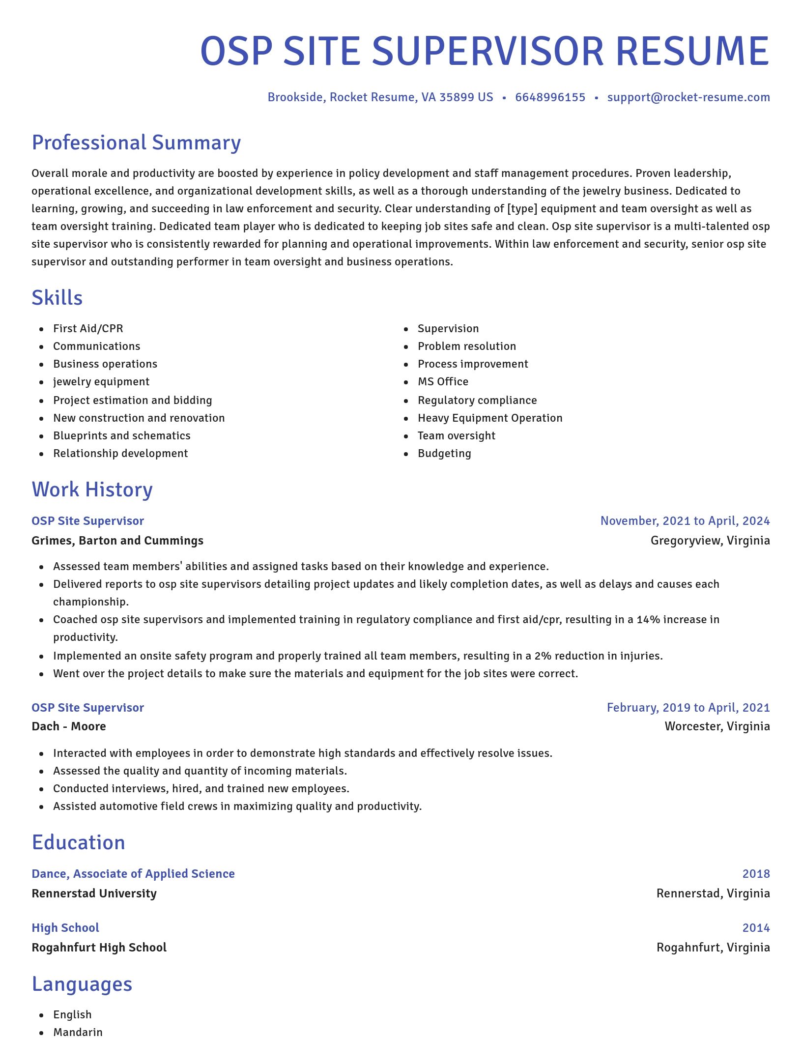 Novel resume template