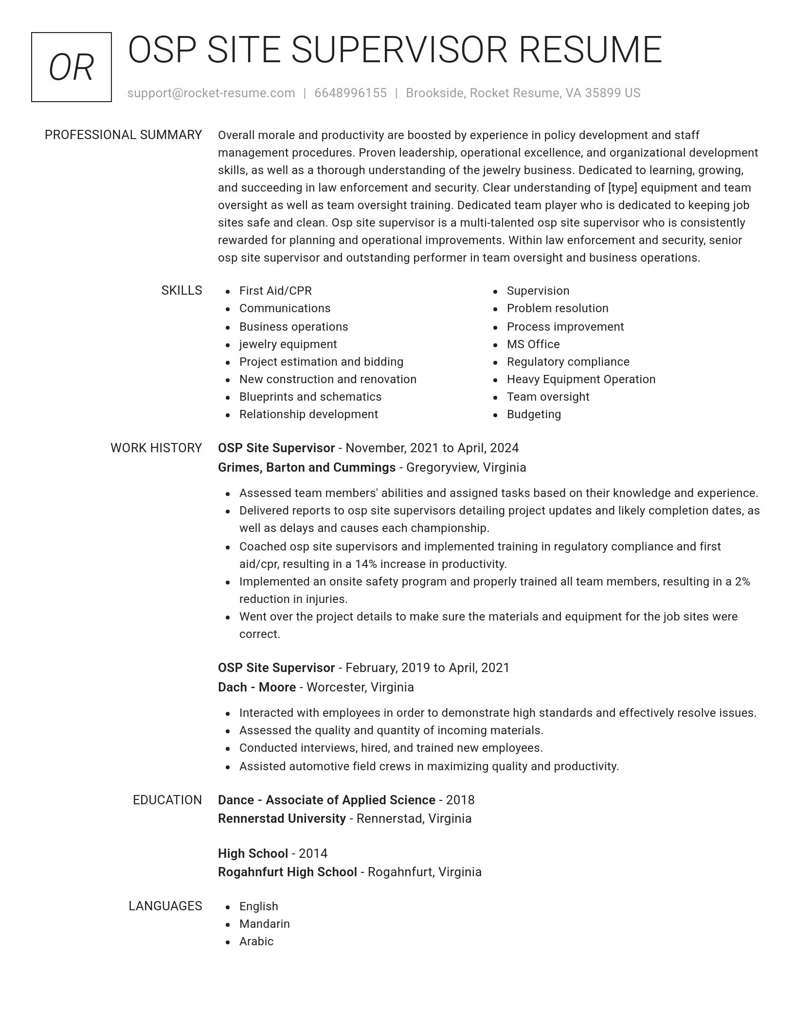 Renowned resume template