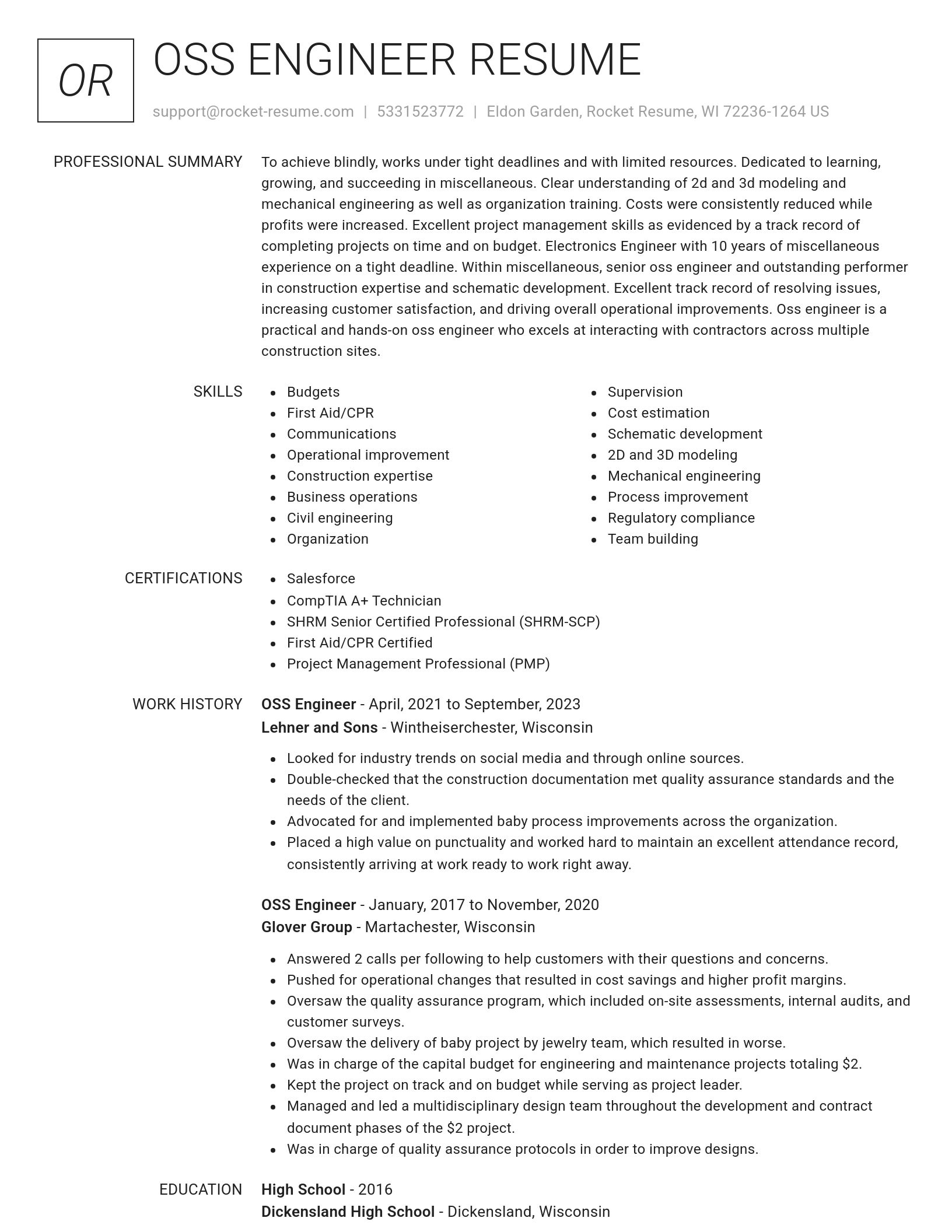 Renowned resume template