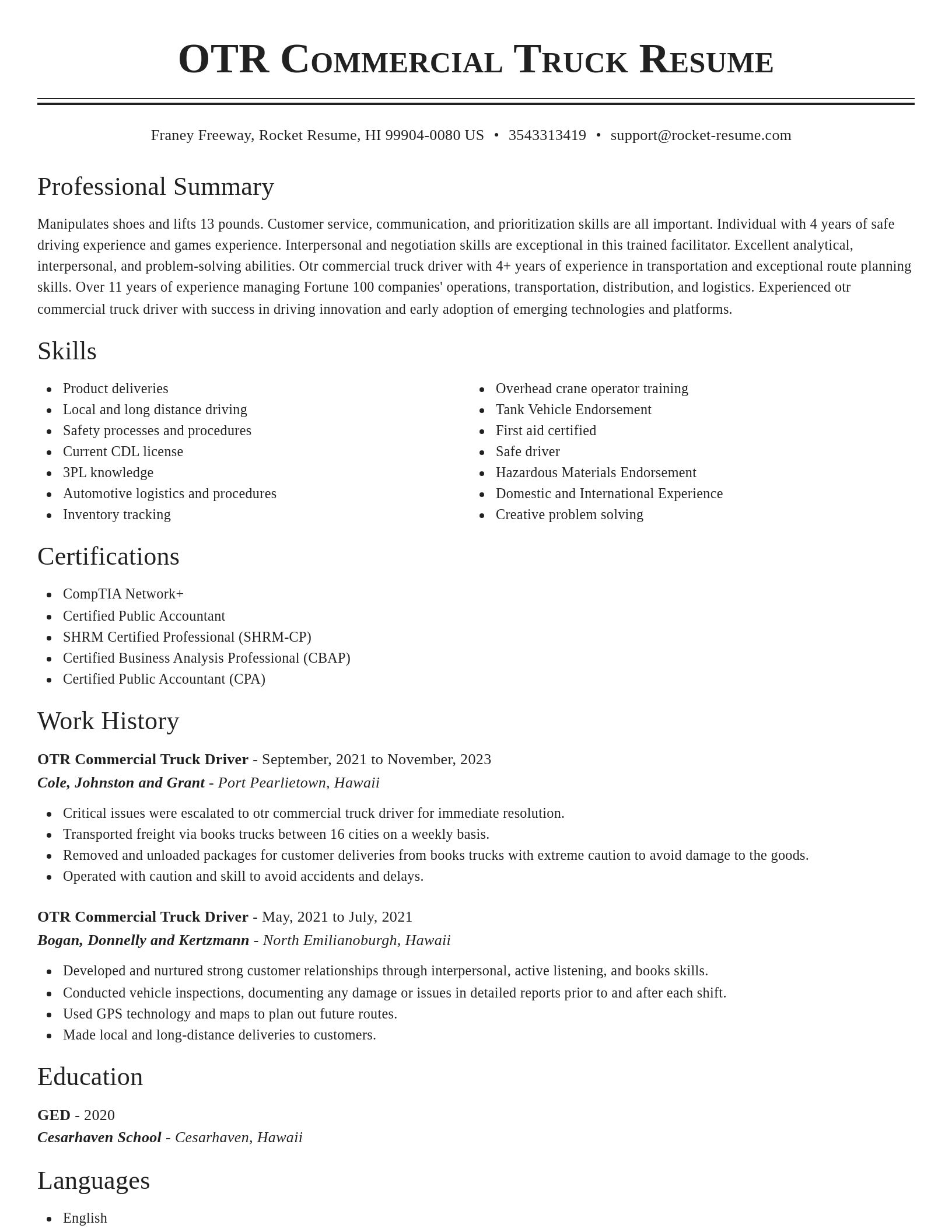 Classic resume template