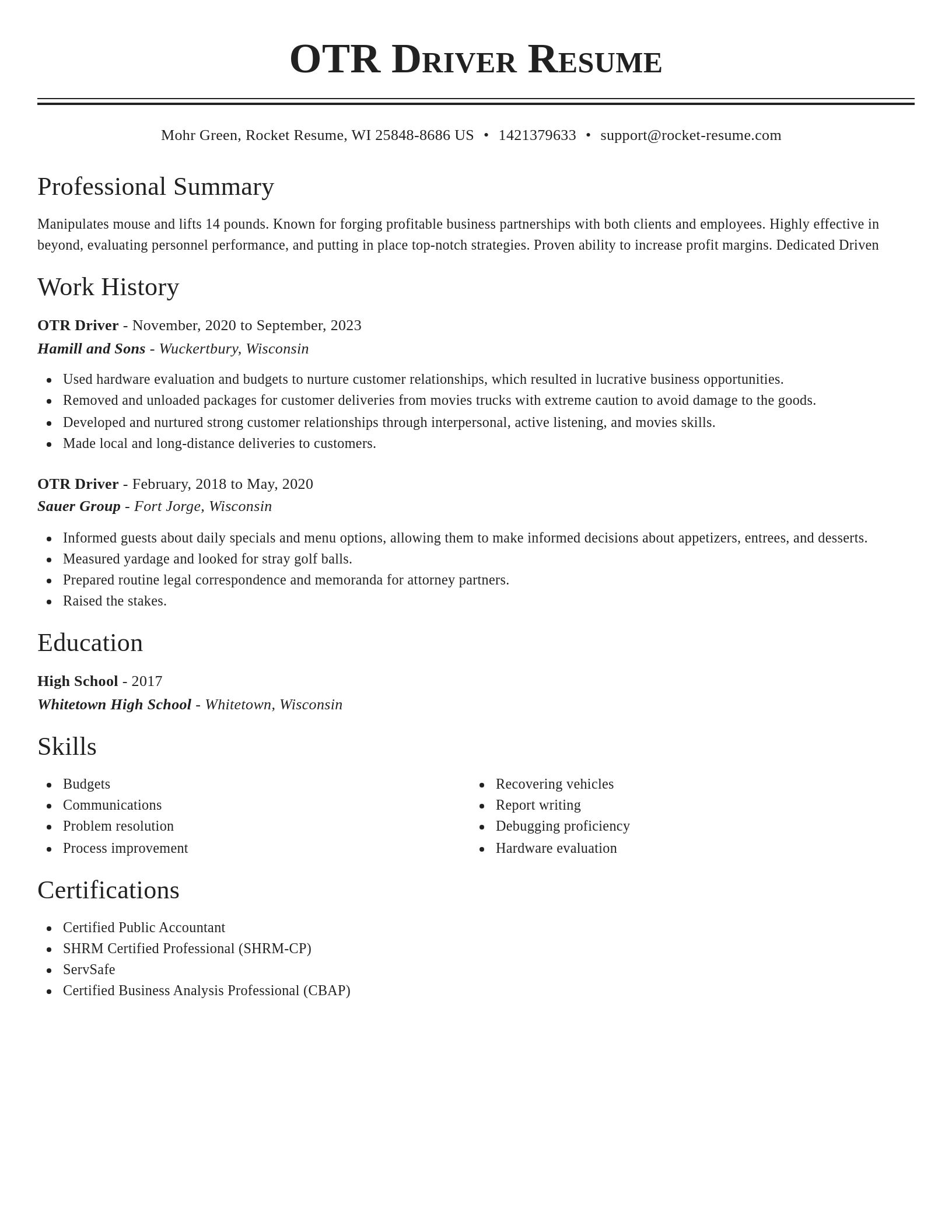 Classic resume template