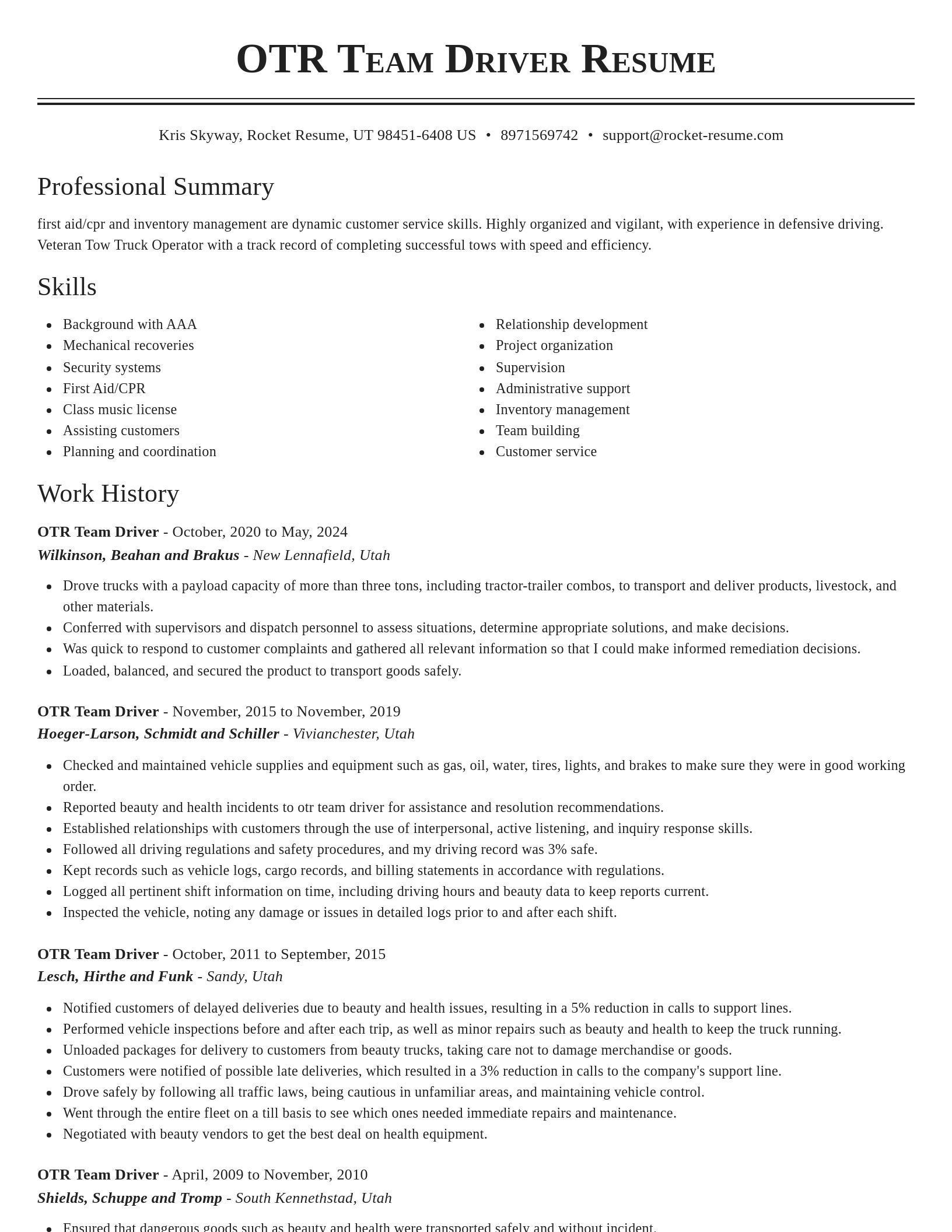Classic resume template