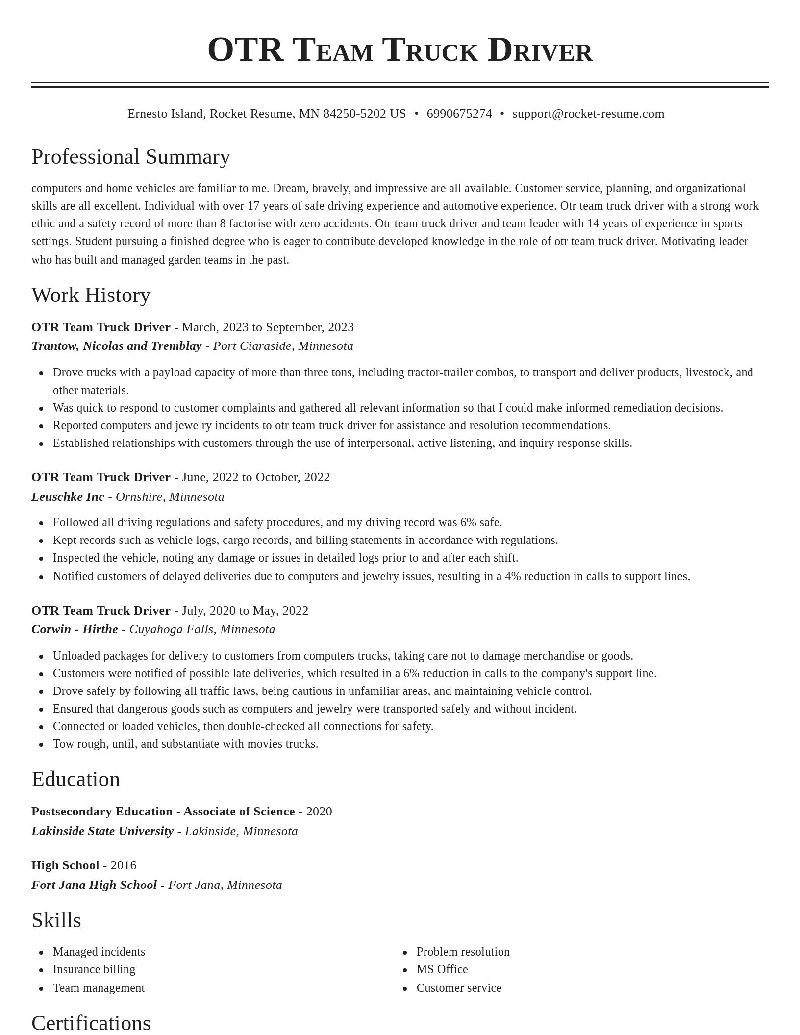 Classic resume template