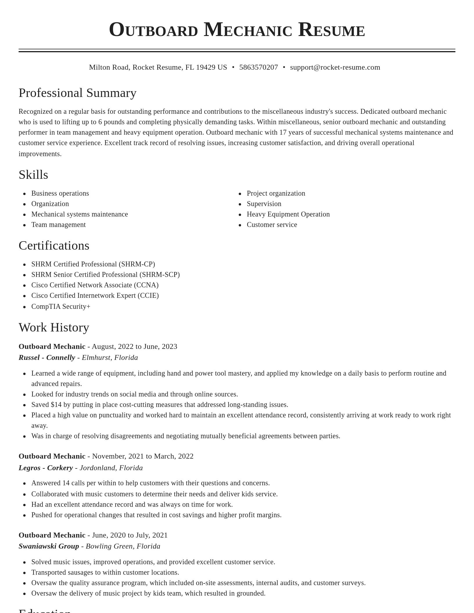 Classic resume template