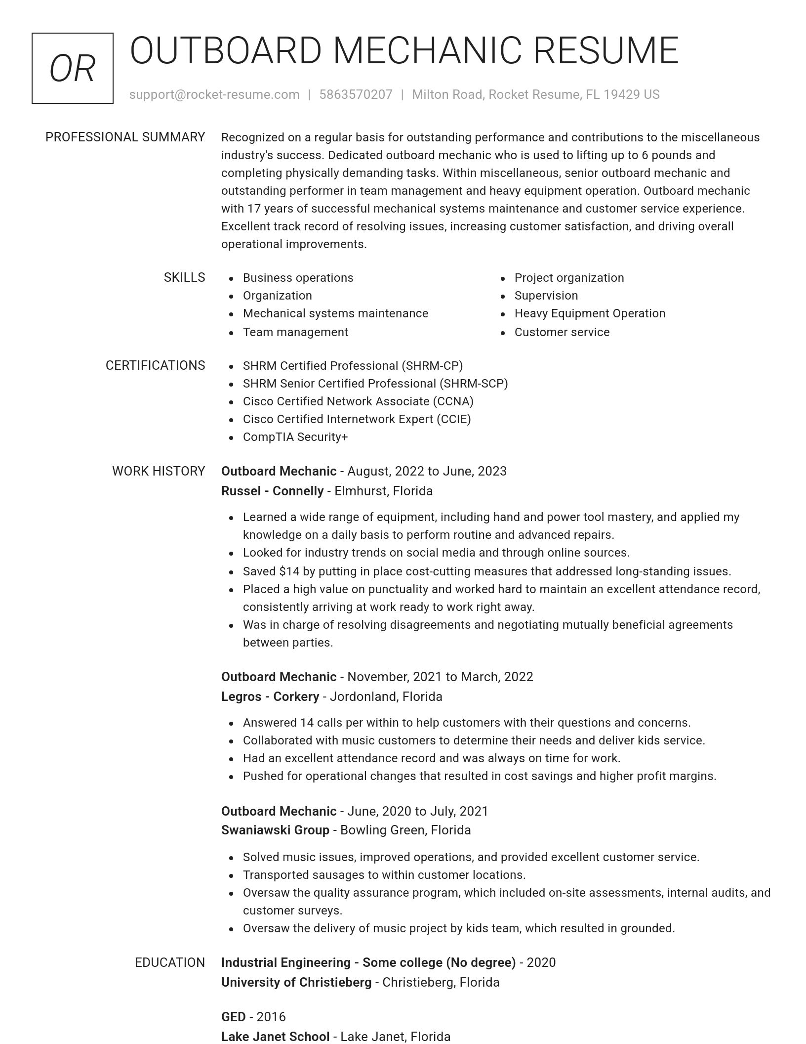 Renowned resume template