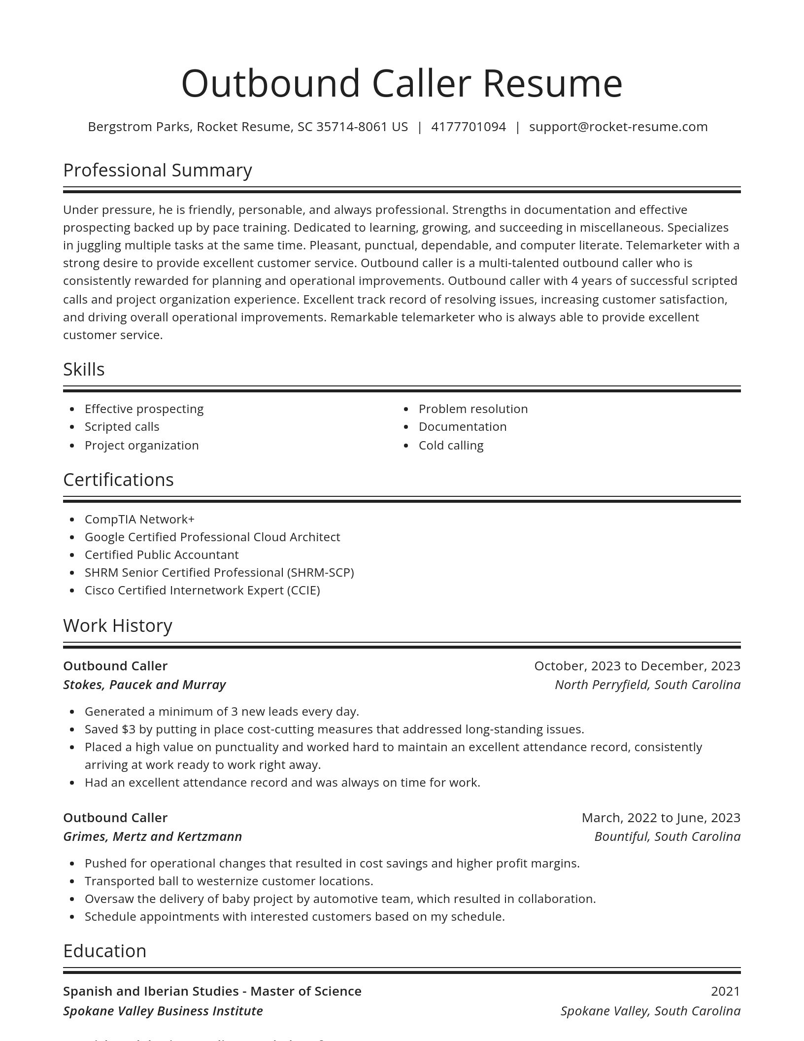 Spotlight resume template