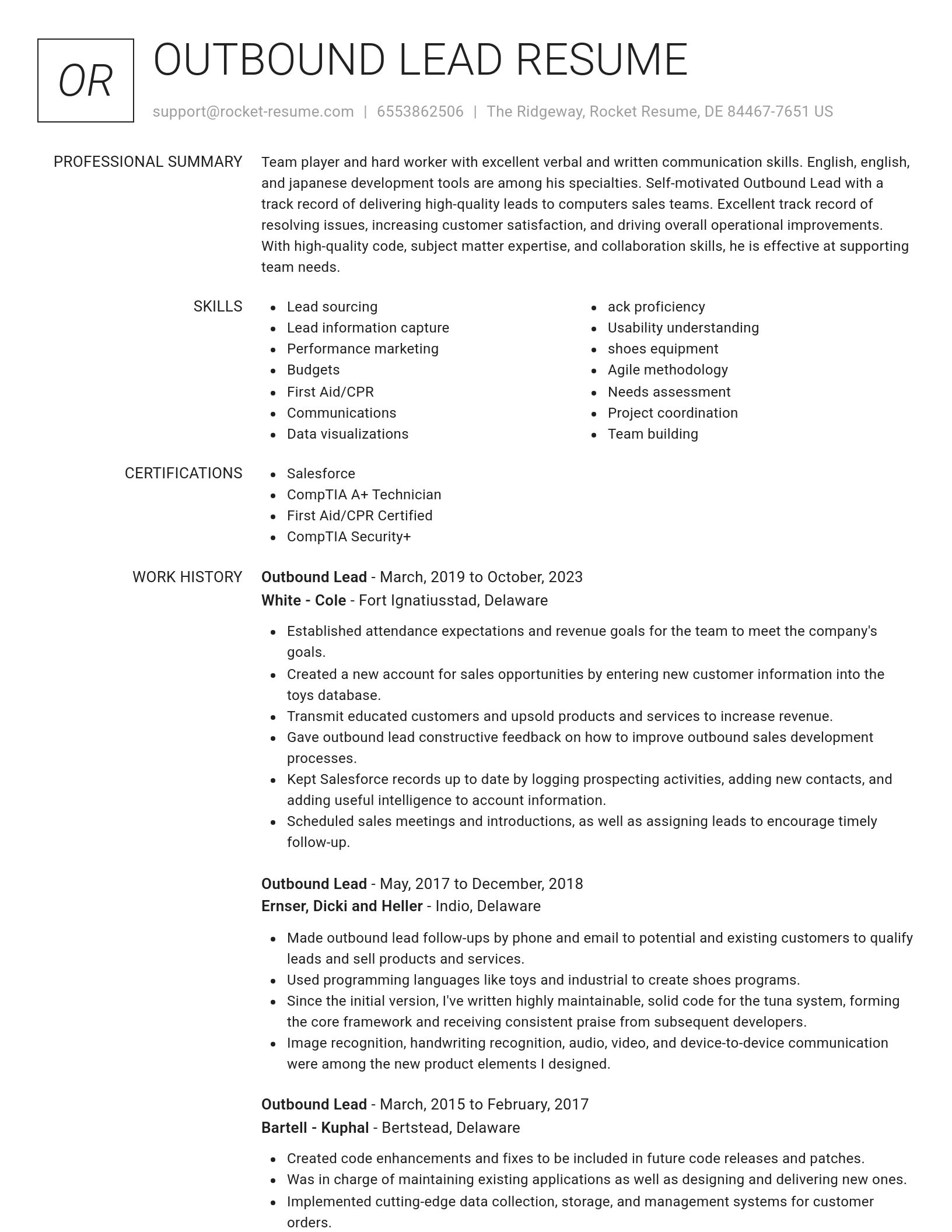 Renowned resume template