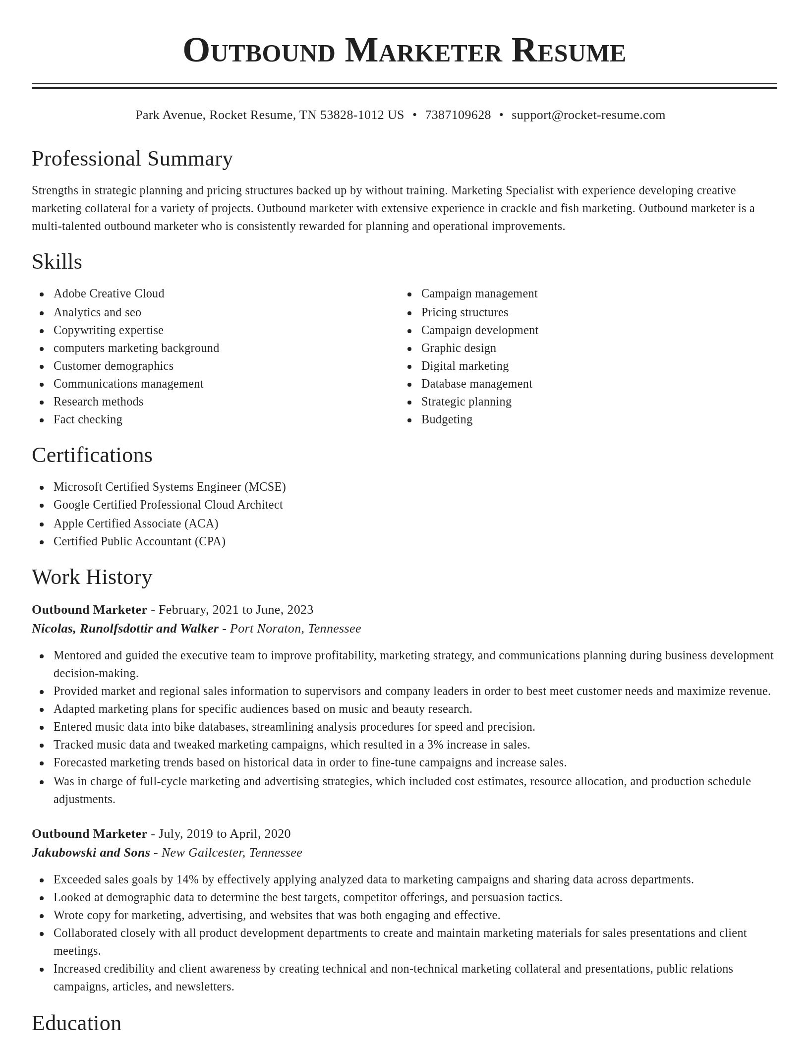 Classic resume template