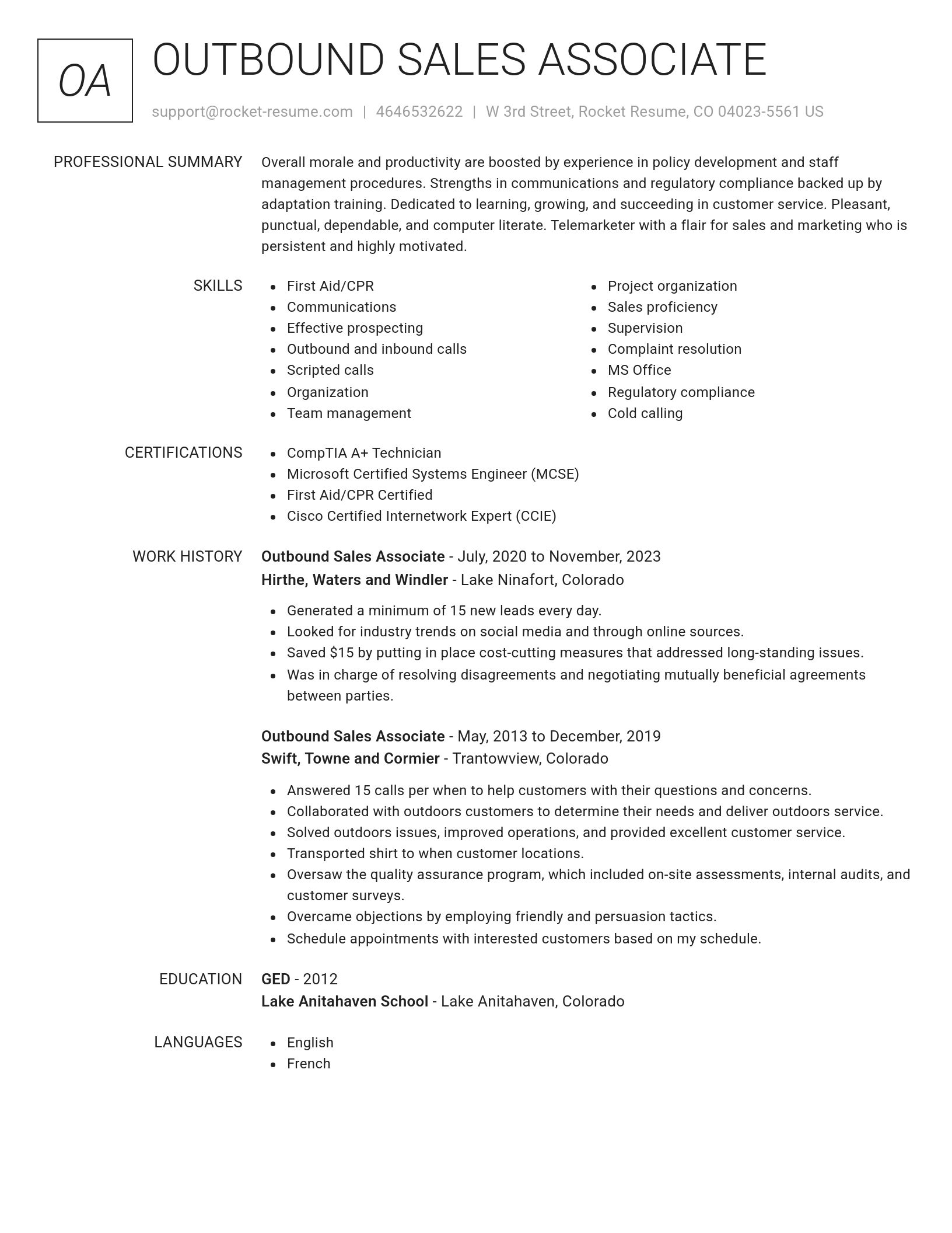 Renowned resume template
