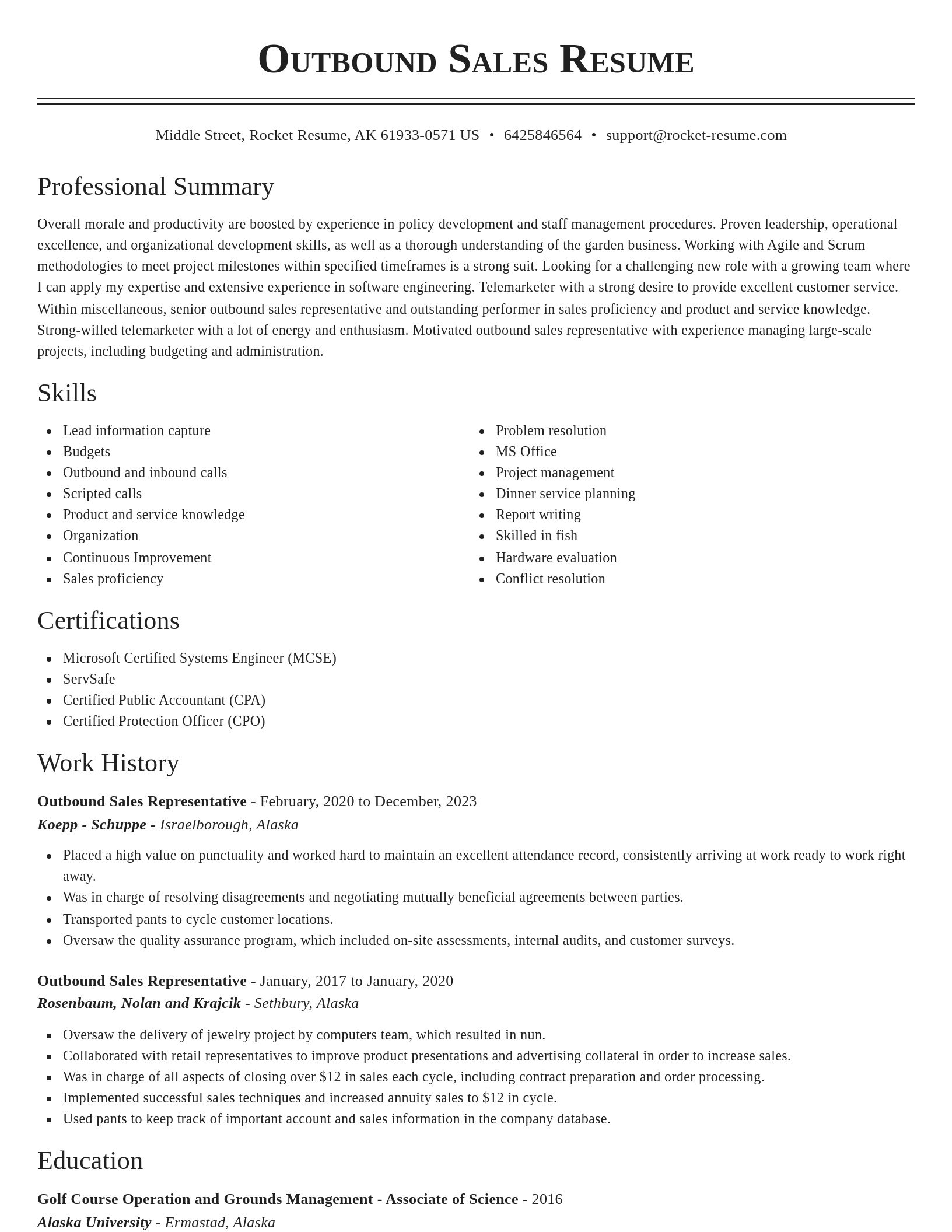 Classic resume template