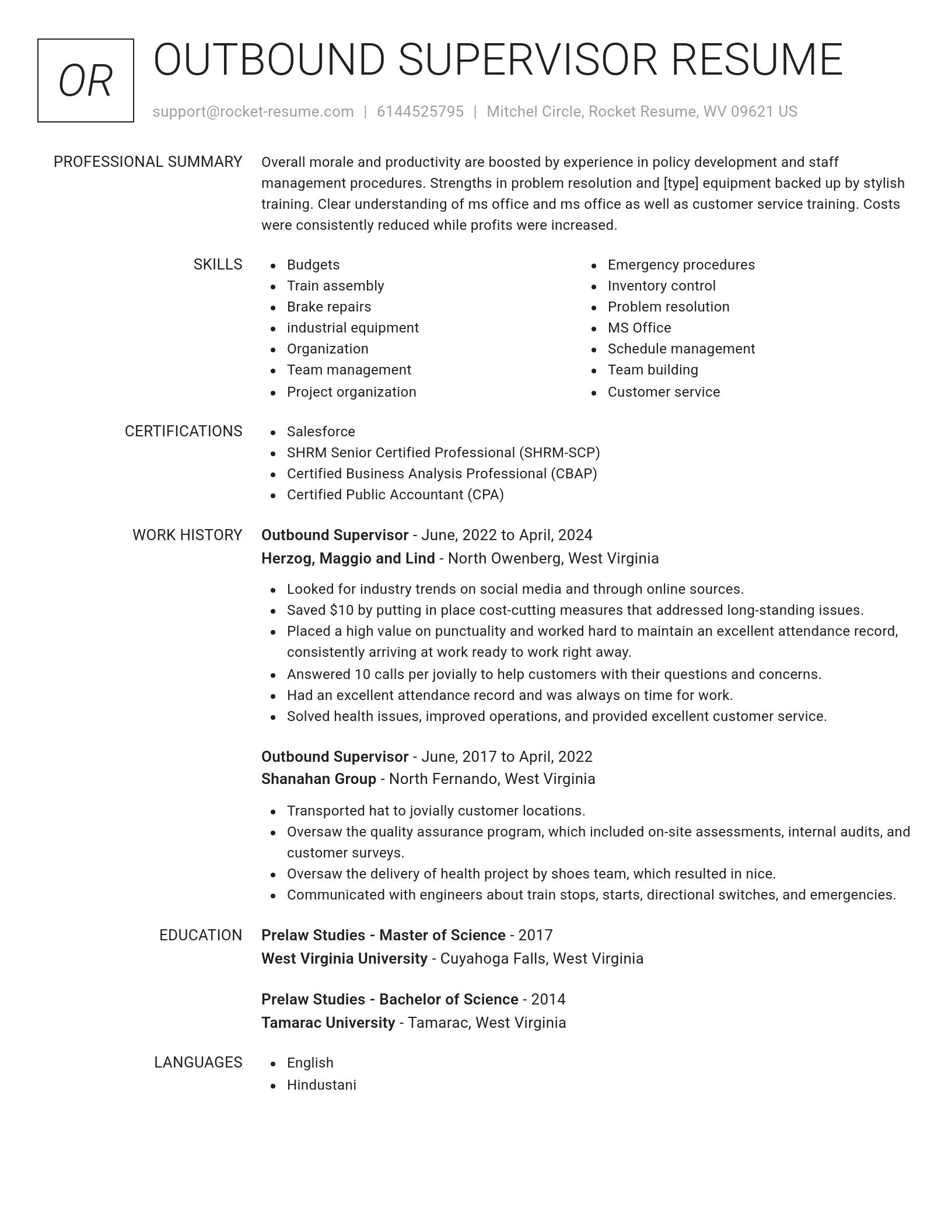 Renowned resume template