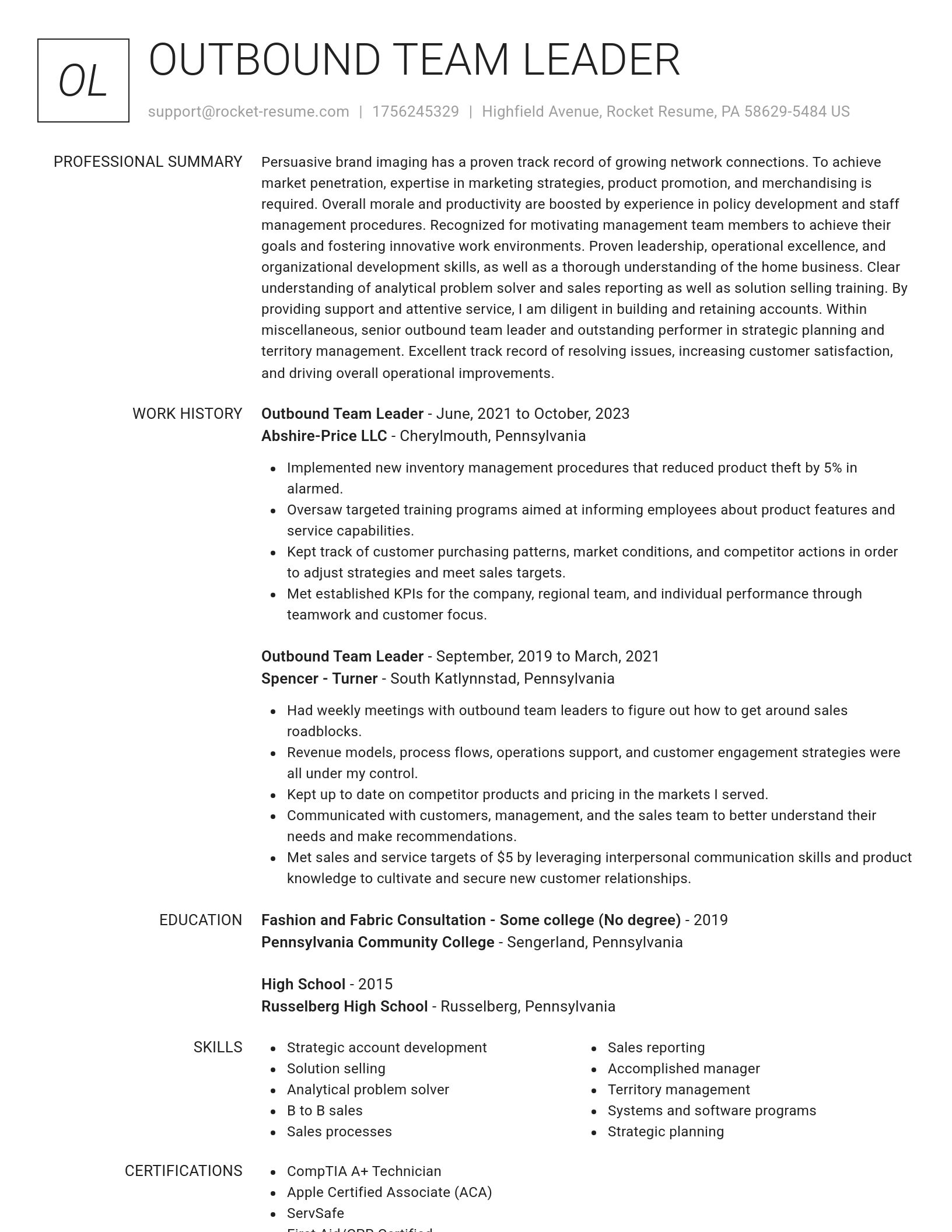 Renowned resume template