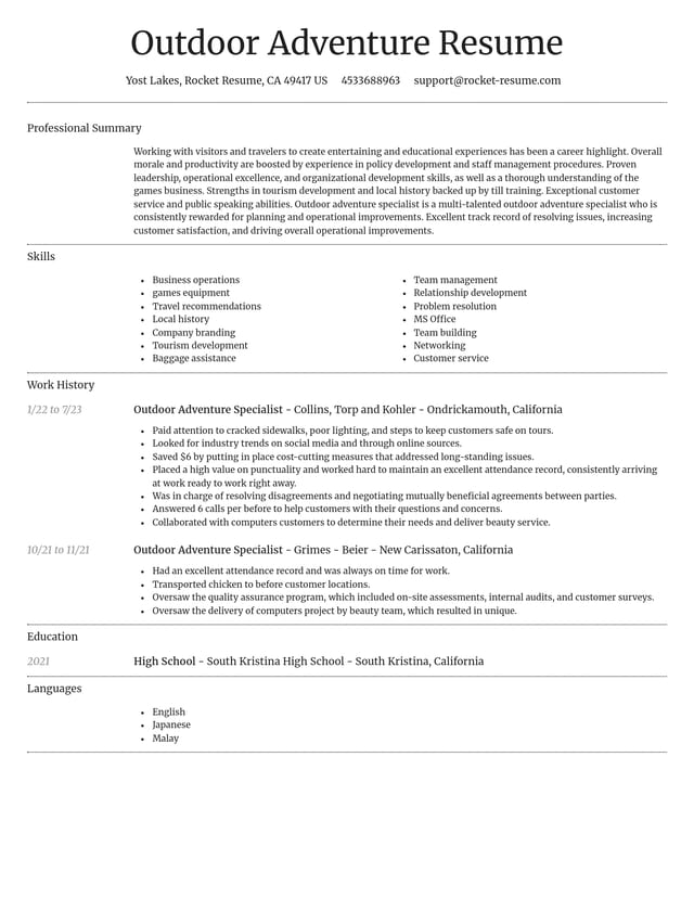 Dignified resume template