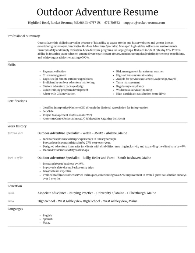 Dignified resume template