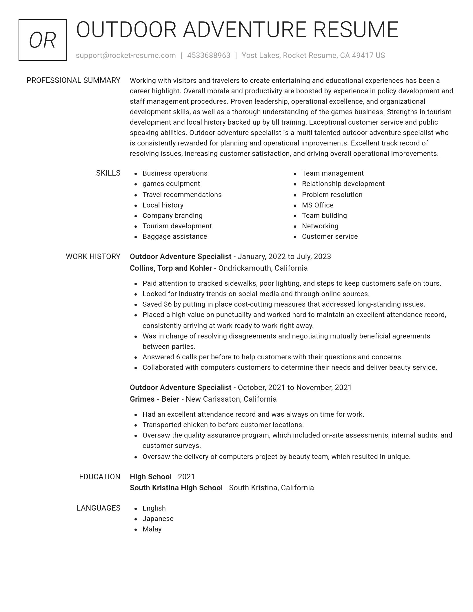 Renowned resume template