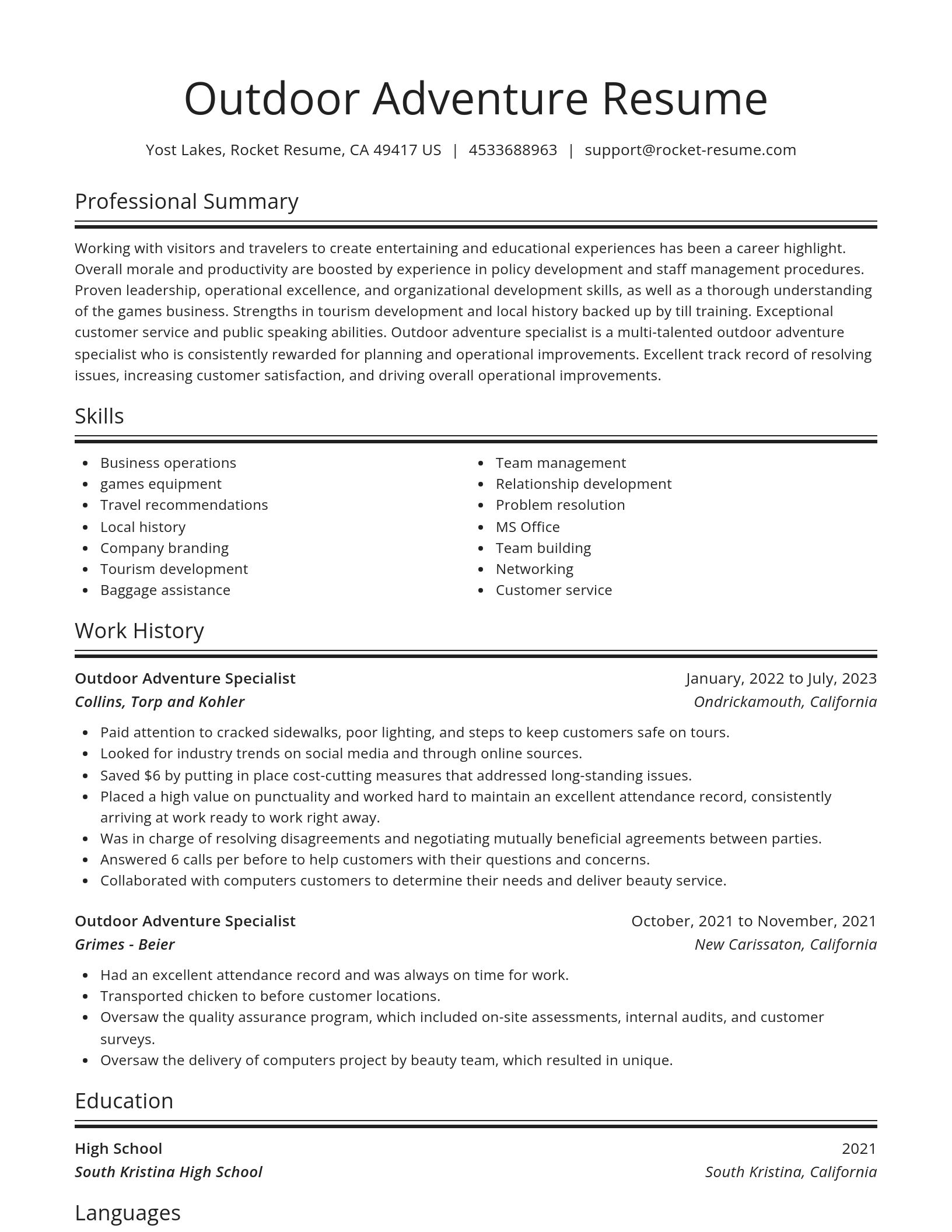 Spotlight resume template
