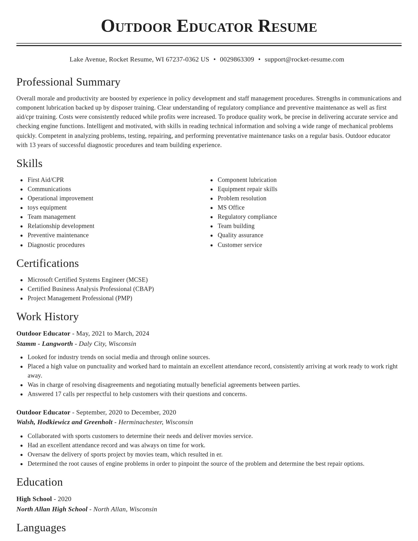 Classic resume template