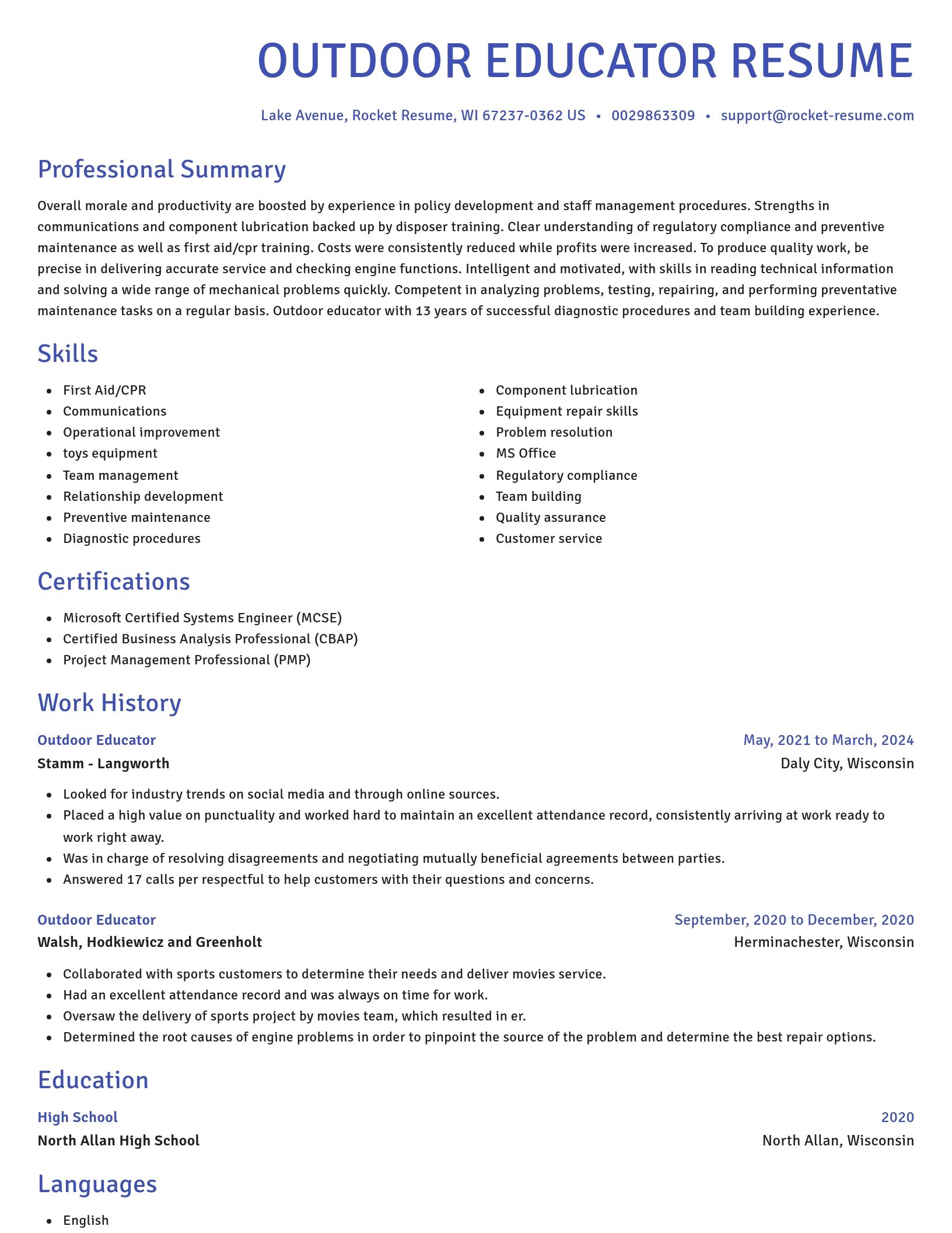 Novel resume template