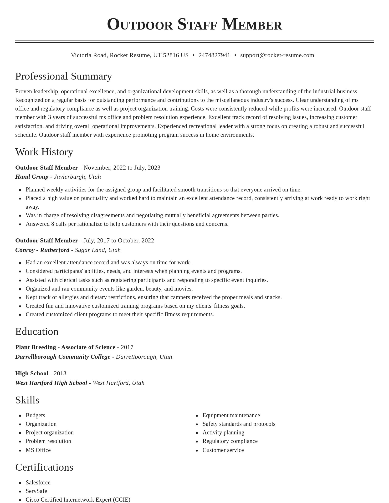 Classic resume template