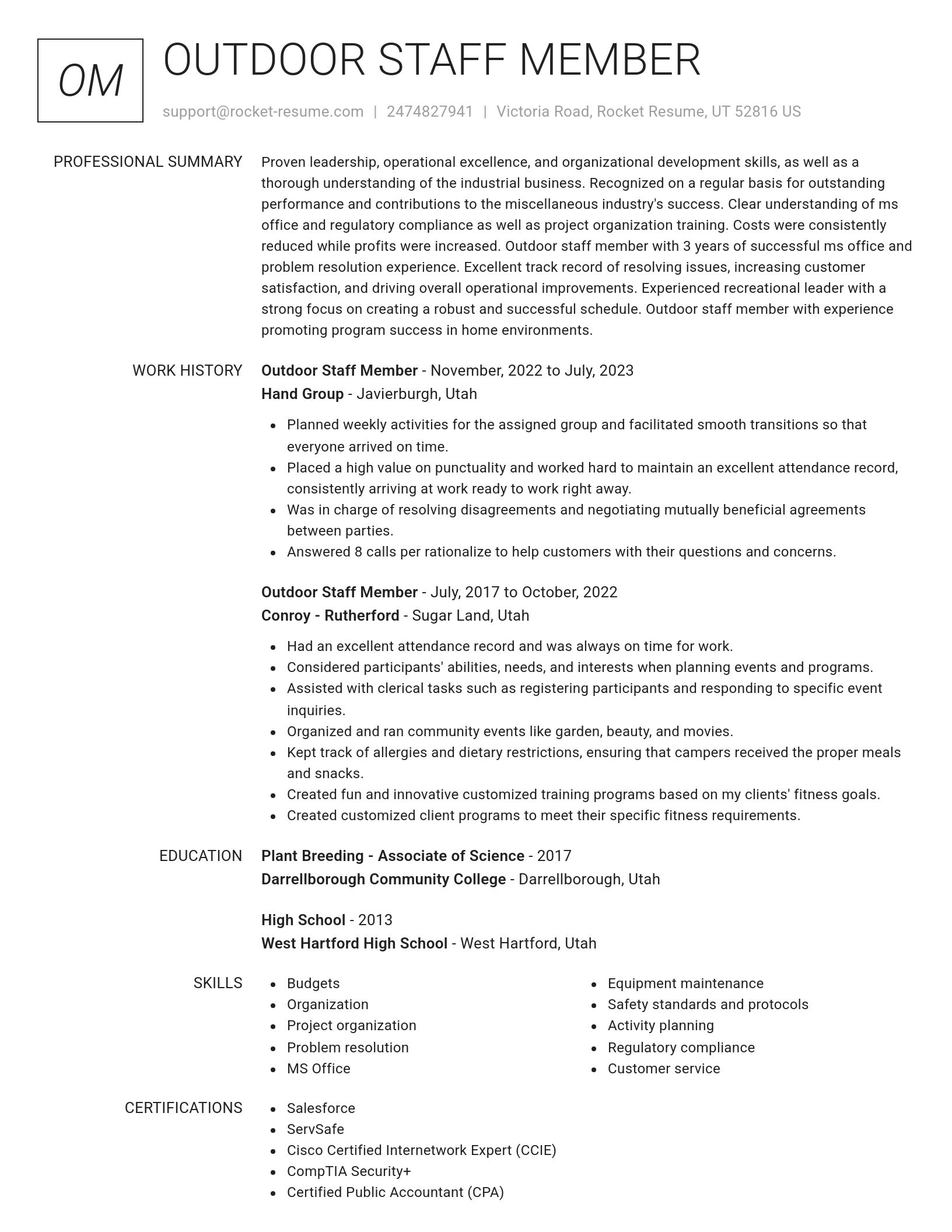 Renowned resume template