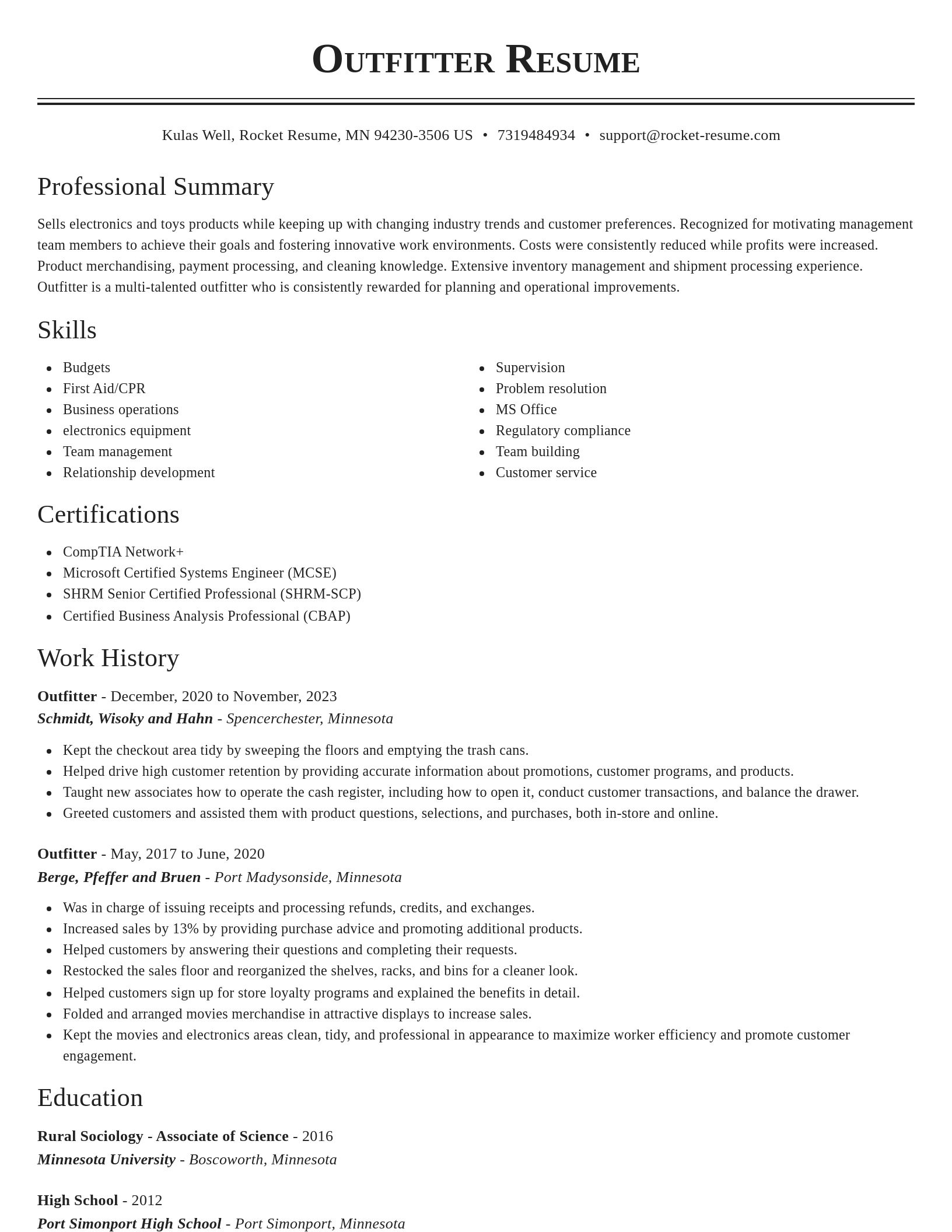 Classic resume template