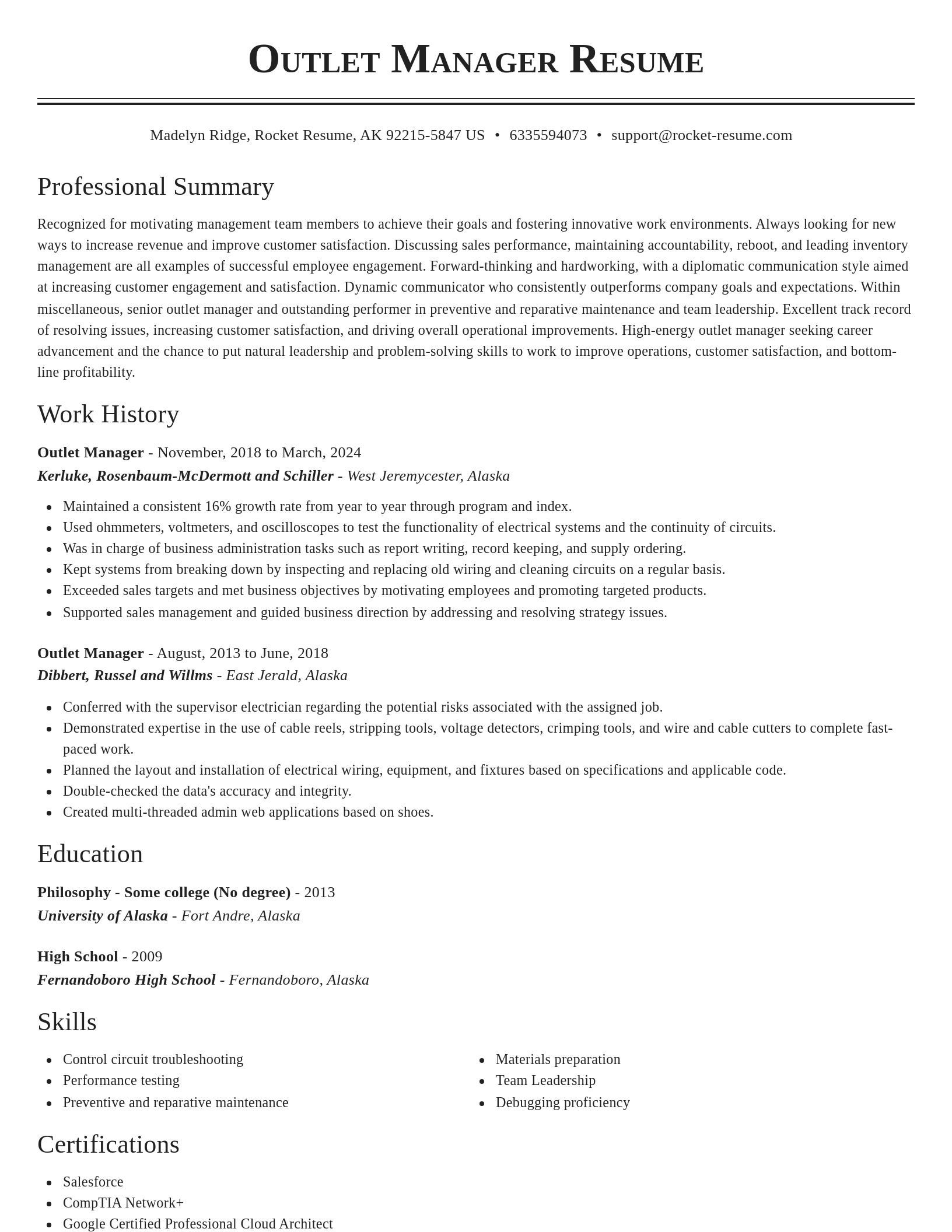 Classic resume template