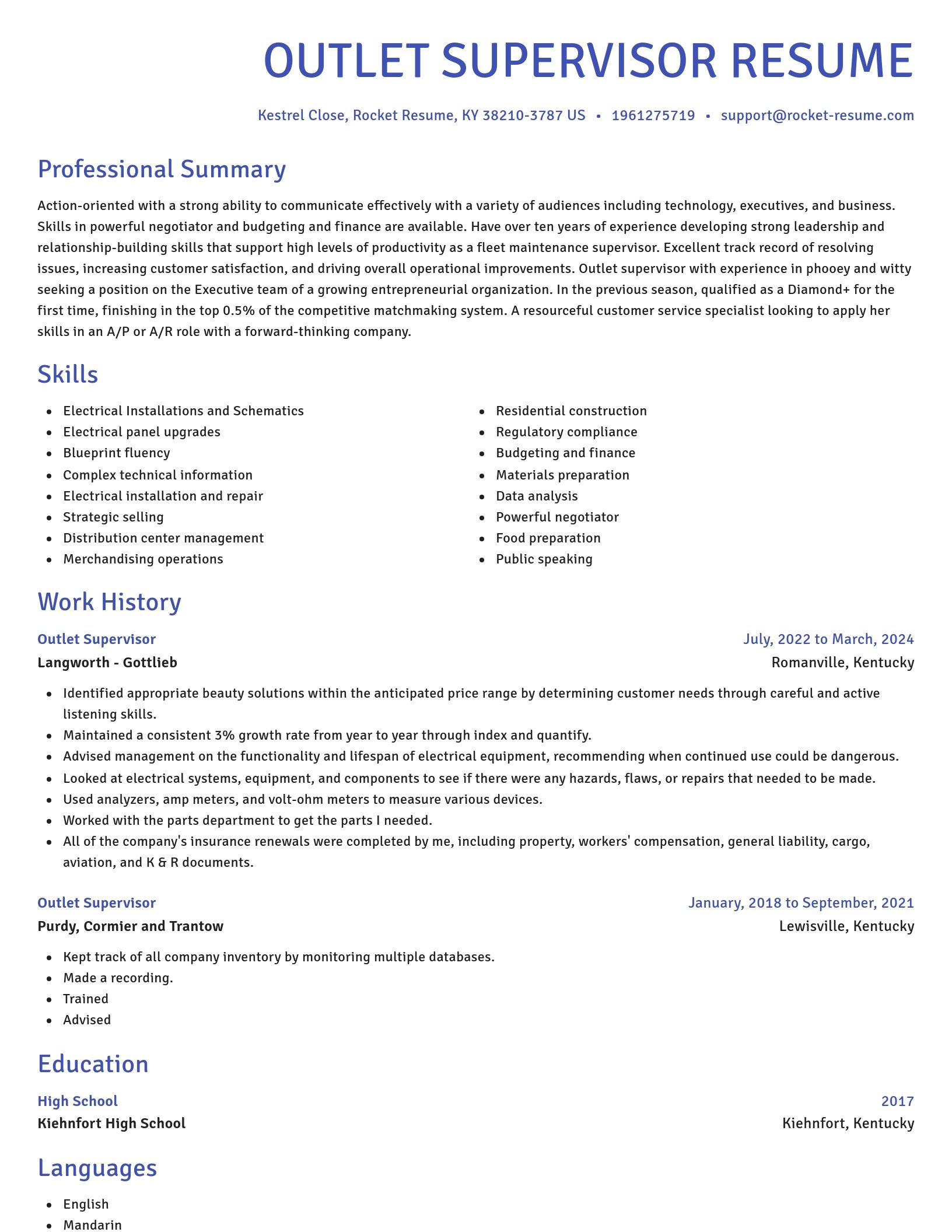 Novel resume template