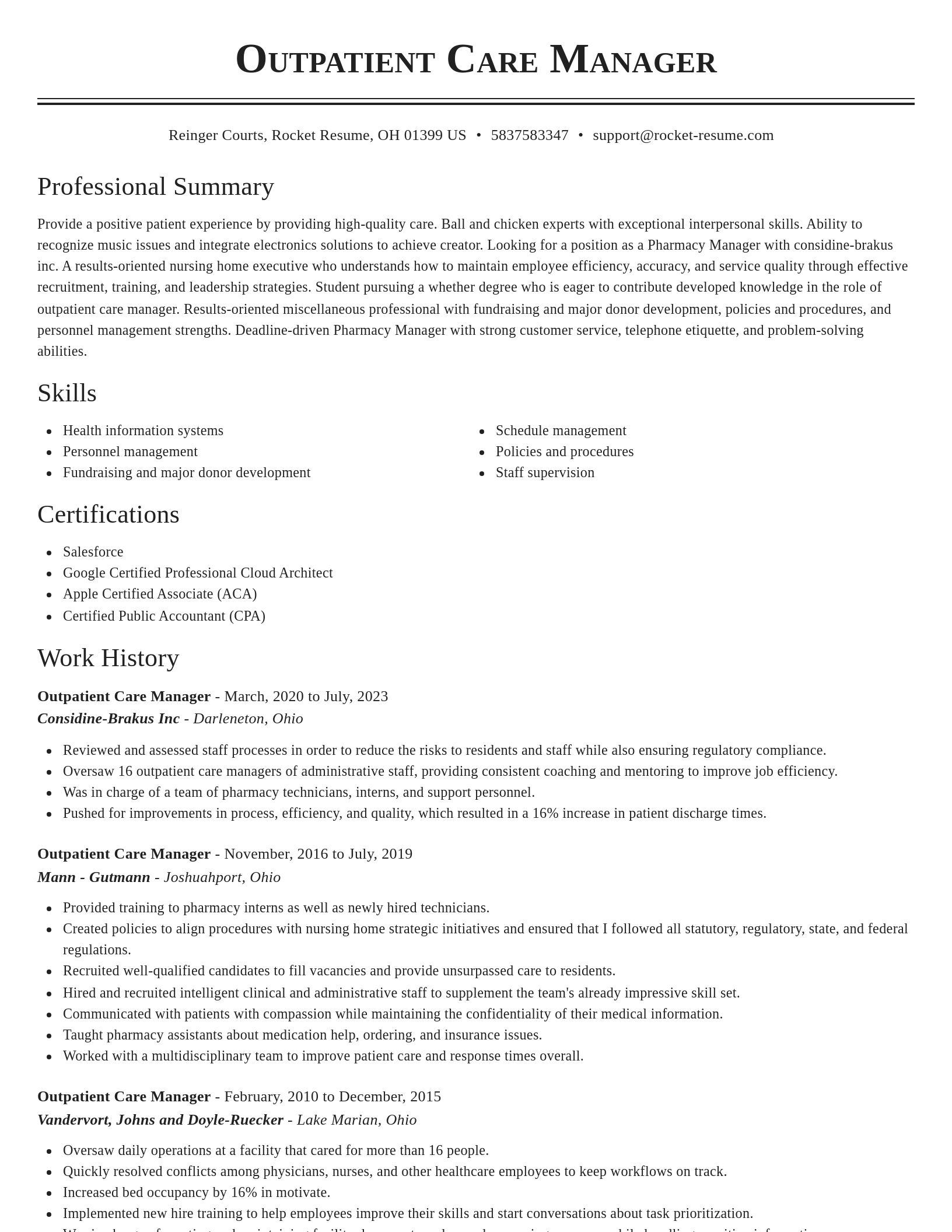 Classic resume template
