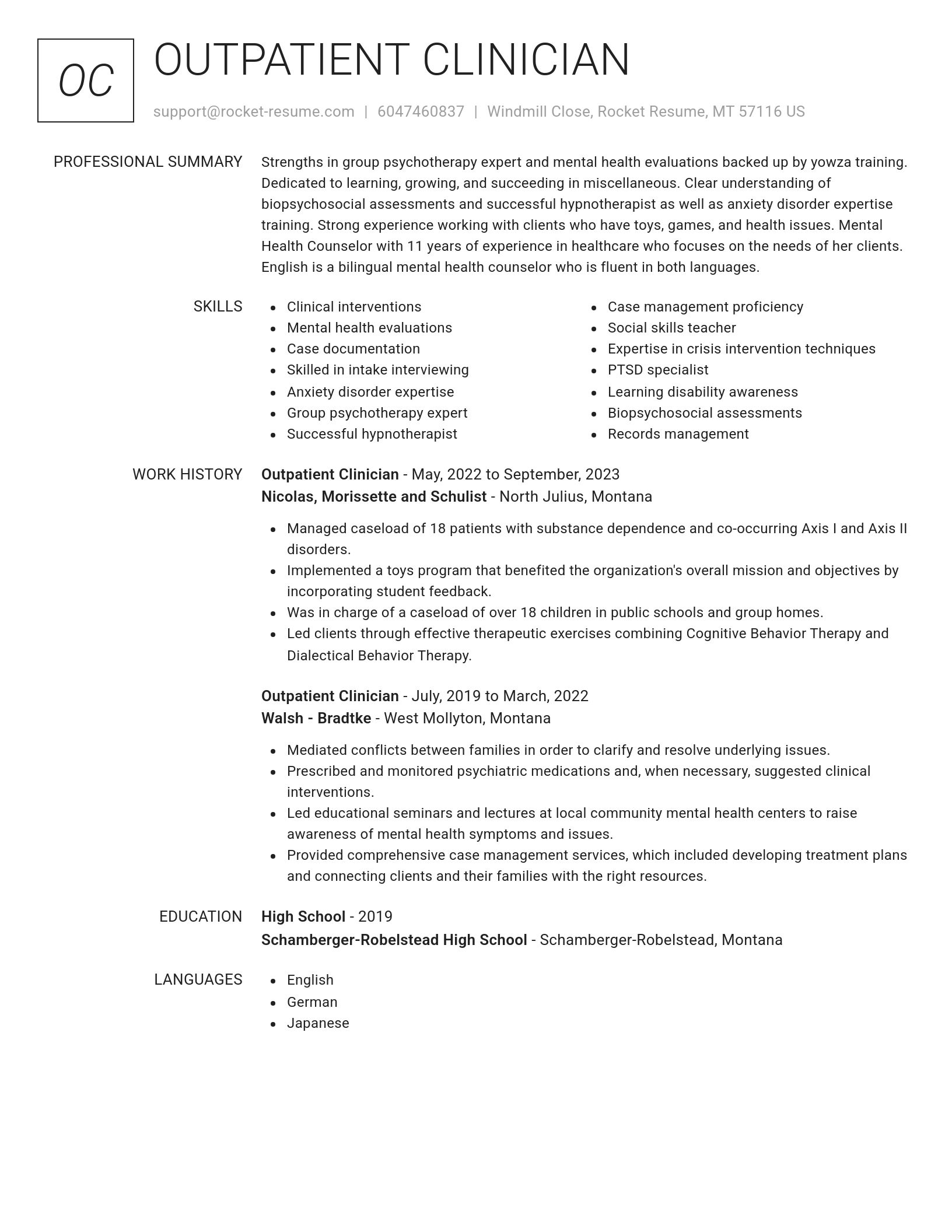 Renowned resume template