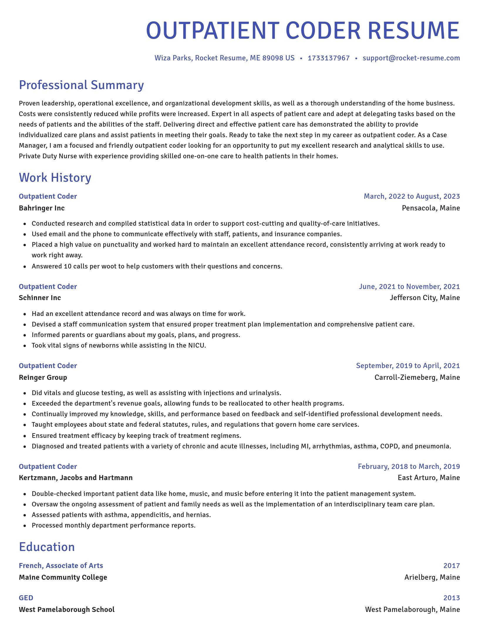 Novel resume template