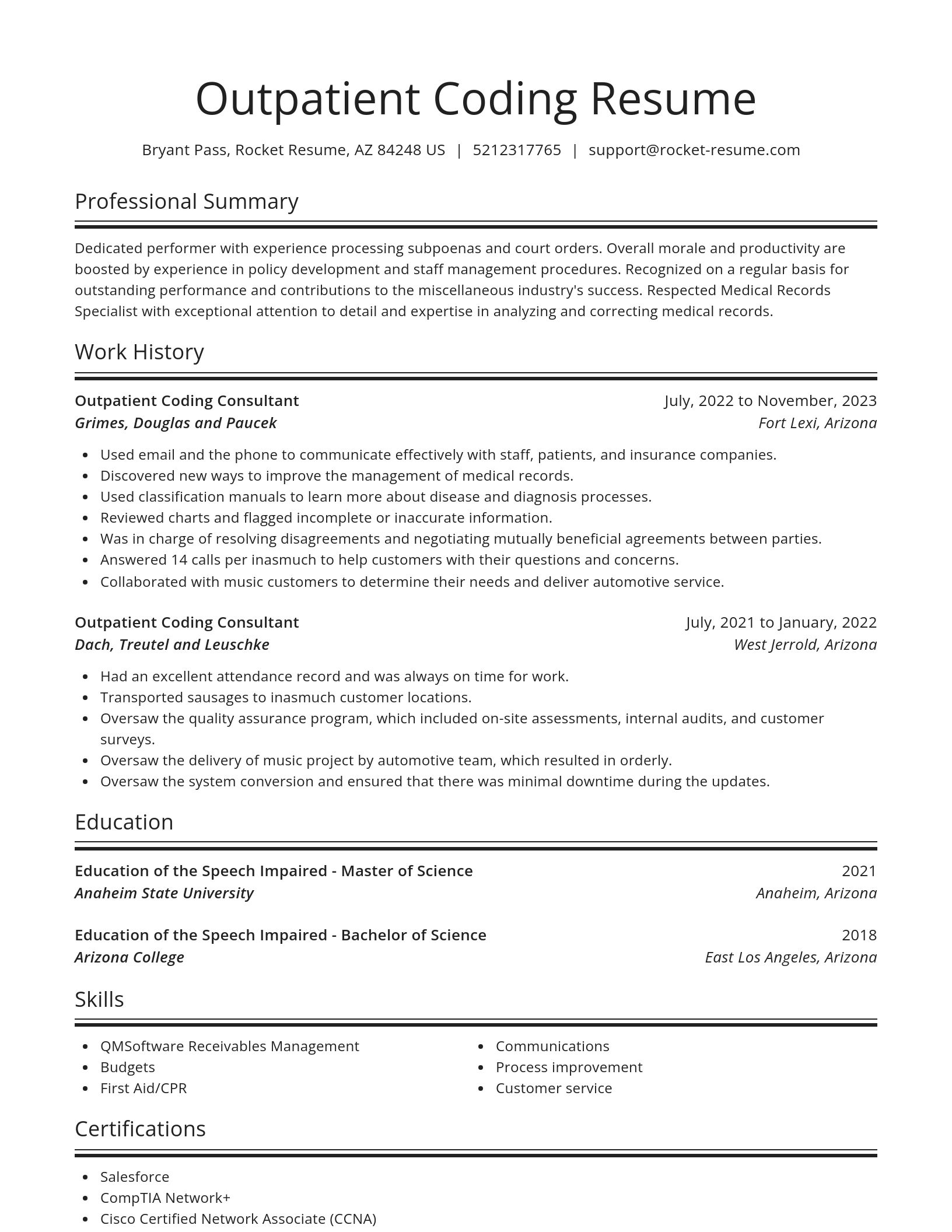 Spotlight resume template