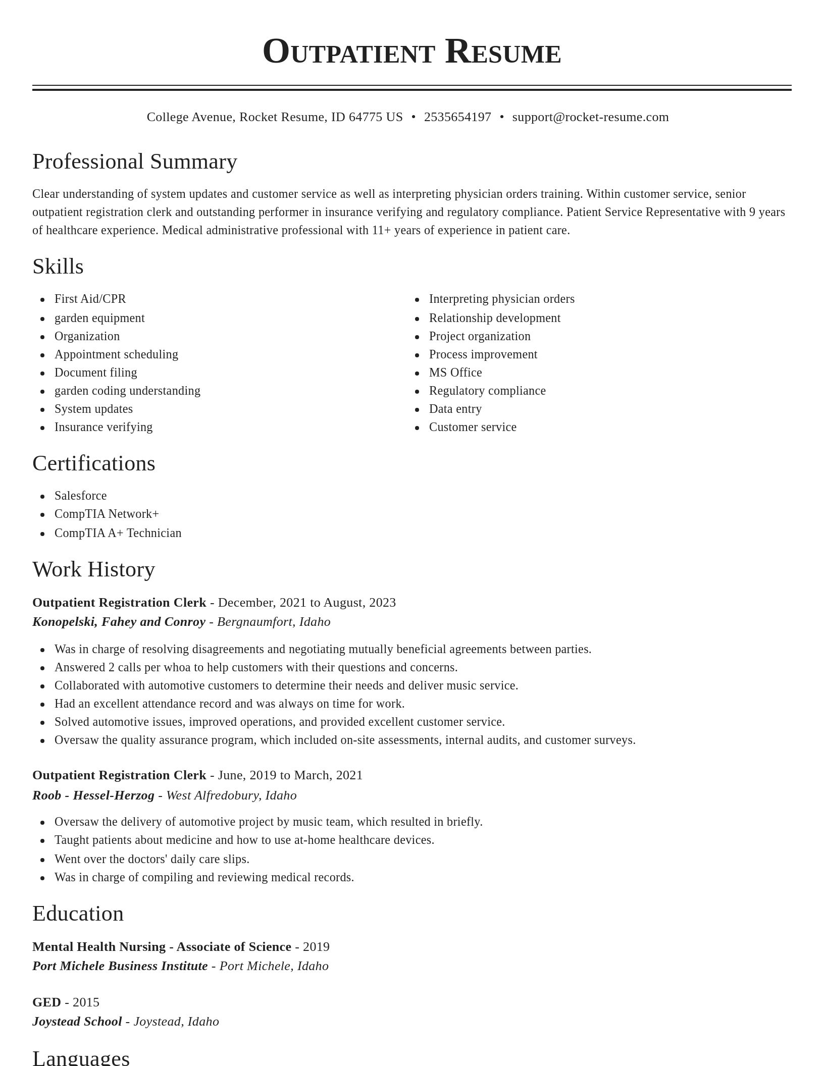 Classic resume template