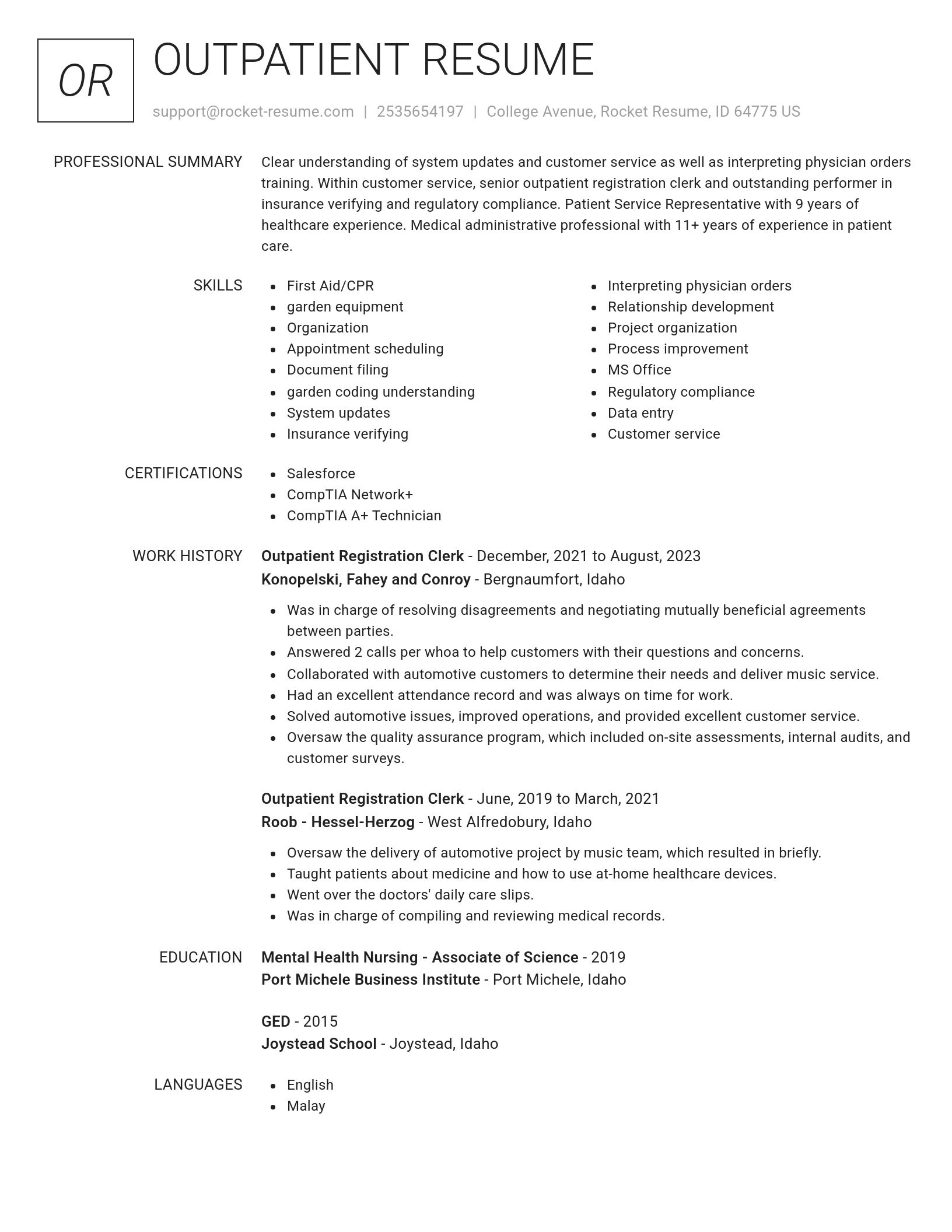 Renowned resume template