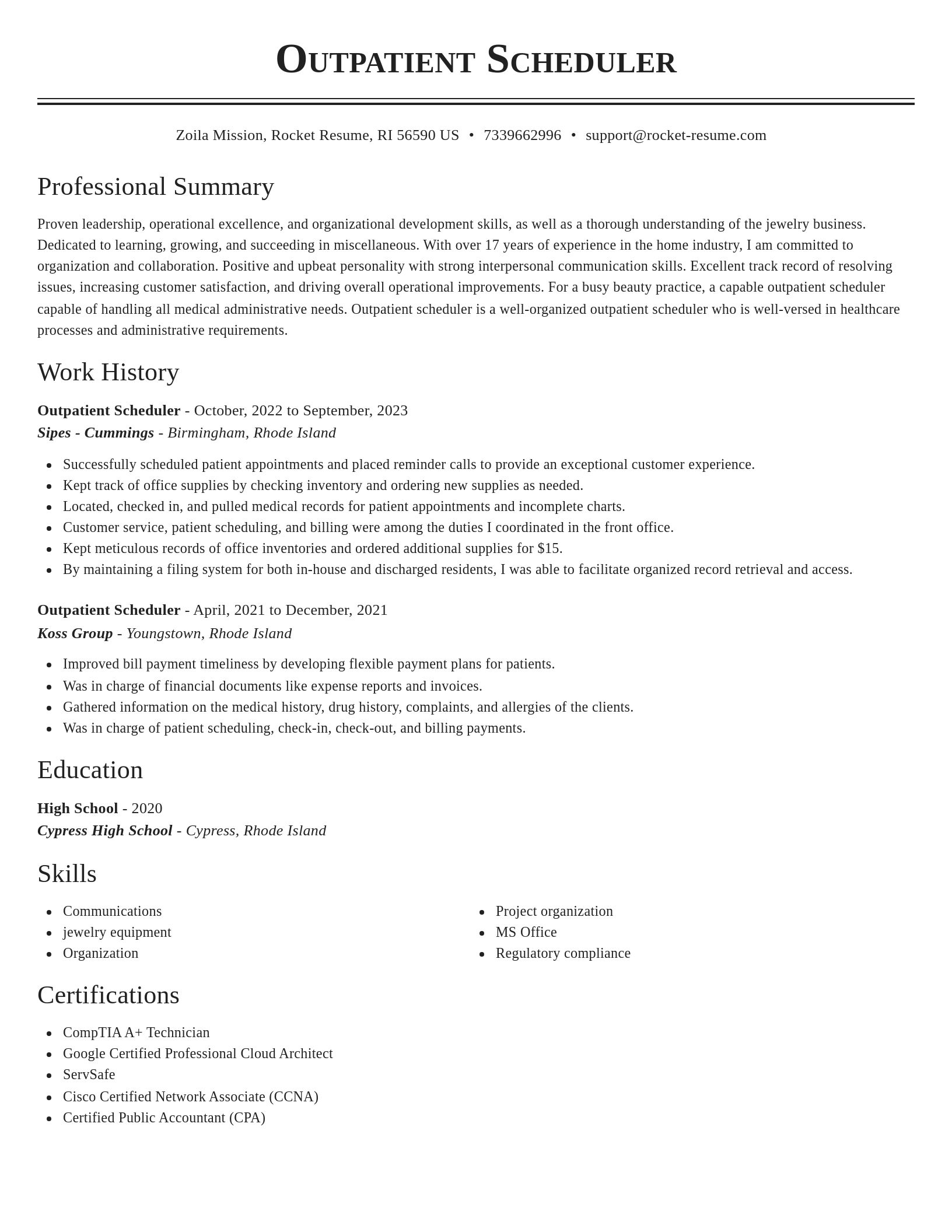 Classic resume template