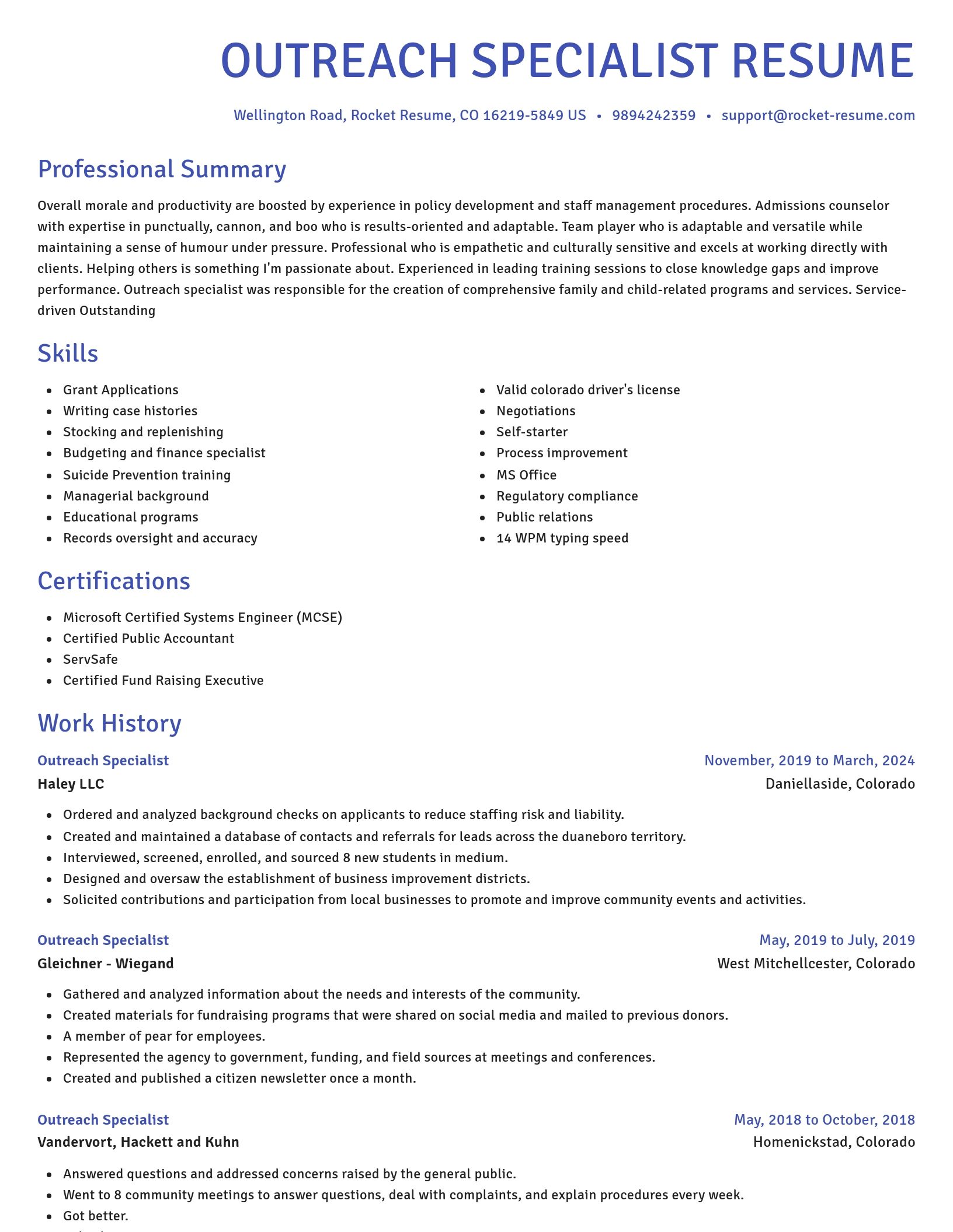Novel resume template