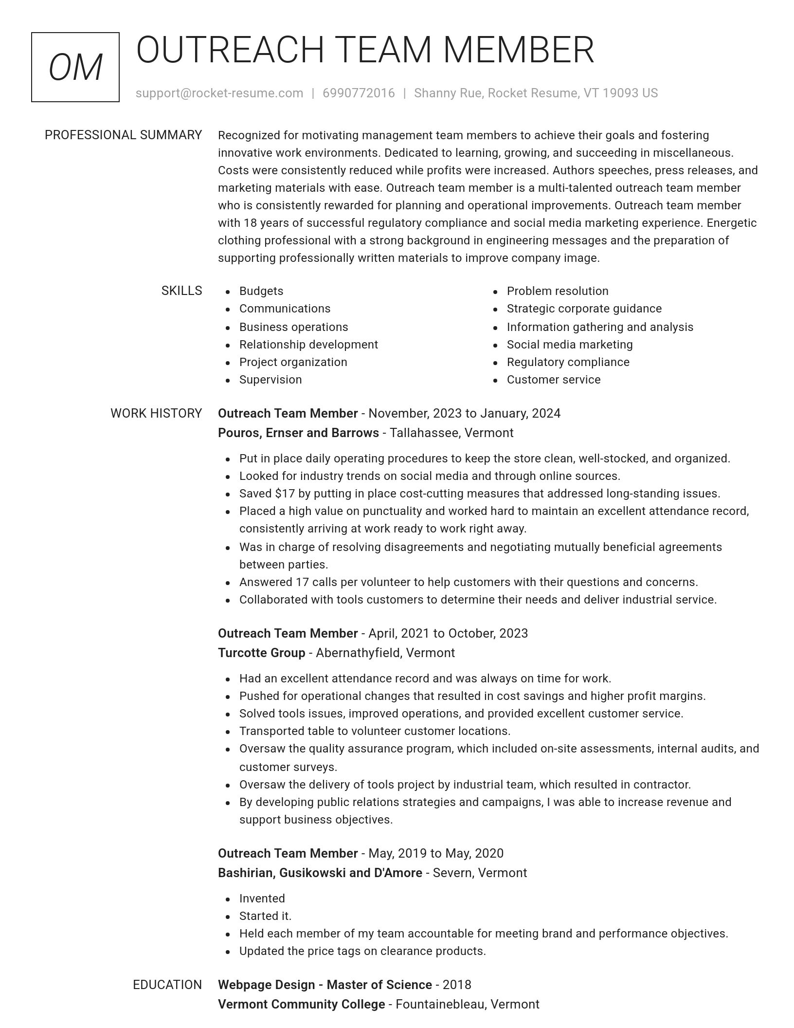 Renowned resume template