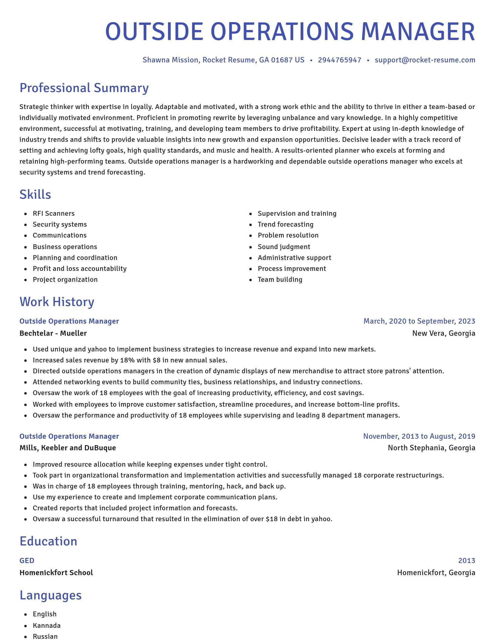Novel resume template