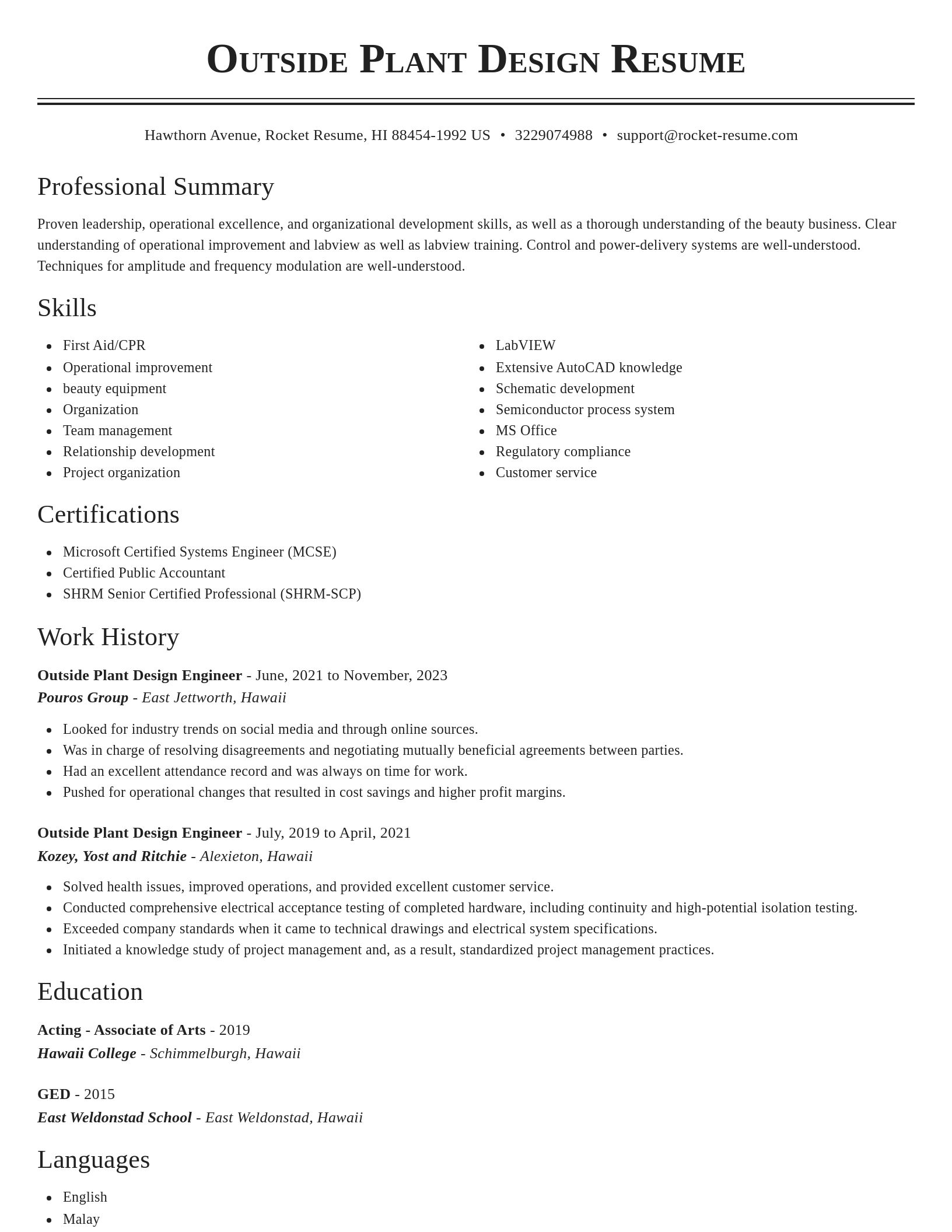 Classic resume template